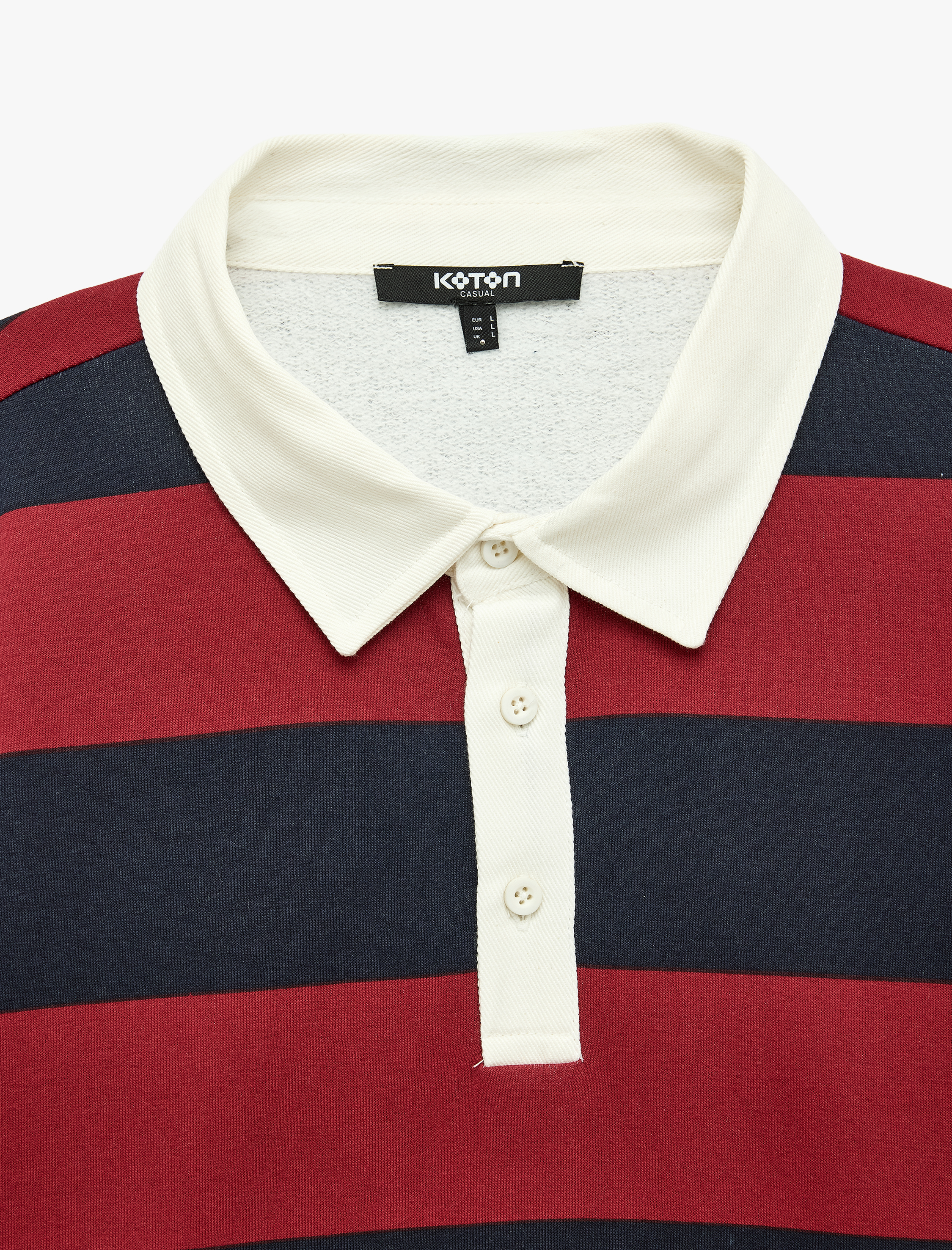   Şardonlu Uzun Kollu Polo Yaka Çizgili Sweatshirt