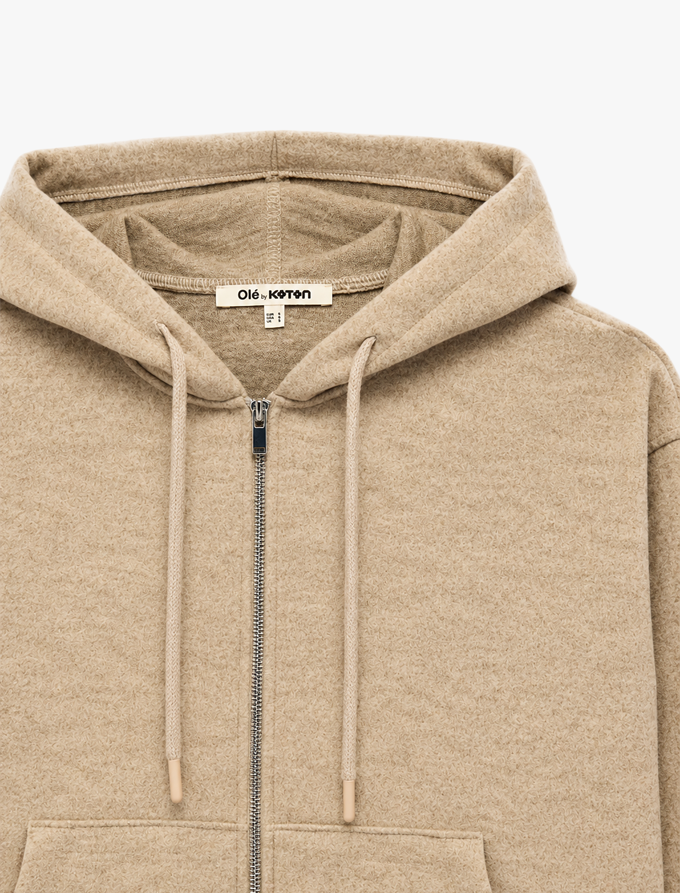   Rahat Kalıp Uzun Kollu Kapüşonlu Kanguru Cepli Fermuarlı Sweatshirt