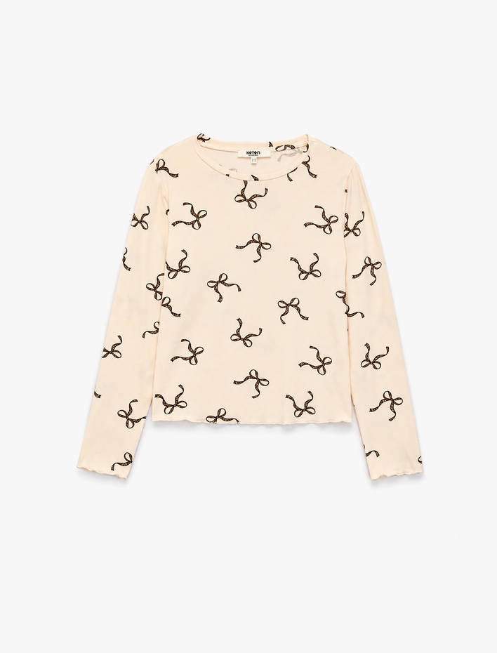  Leopar Desenli Rahat Kesim Uzun Kollu Bisiklet Yaka Viskon Pijama Üstü
