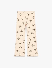 Leopar Desenli Beli Lastikli Rahat Kesim Viskon Pijama Altı