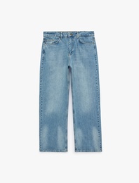 Pamuklu Rahat Kesim 5 Cepli Loose Fit Jean Pantolon