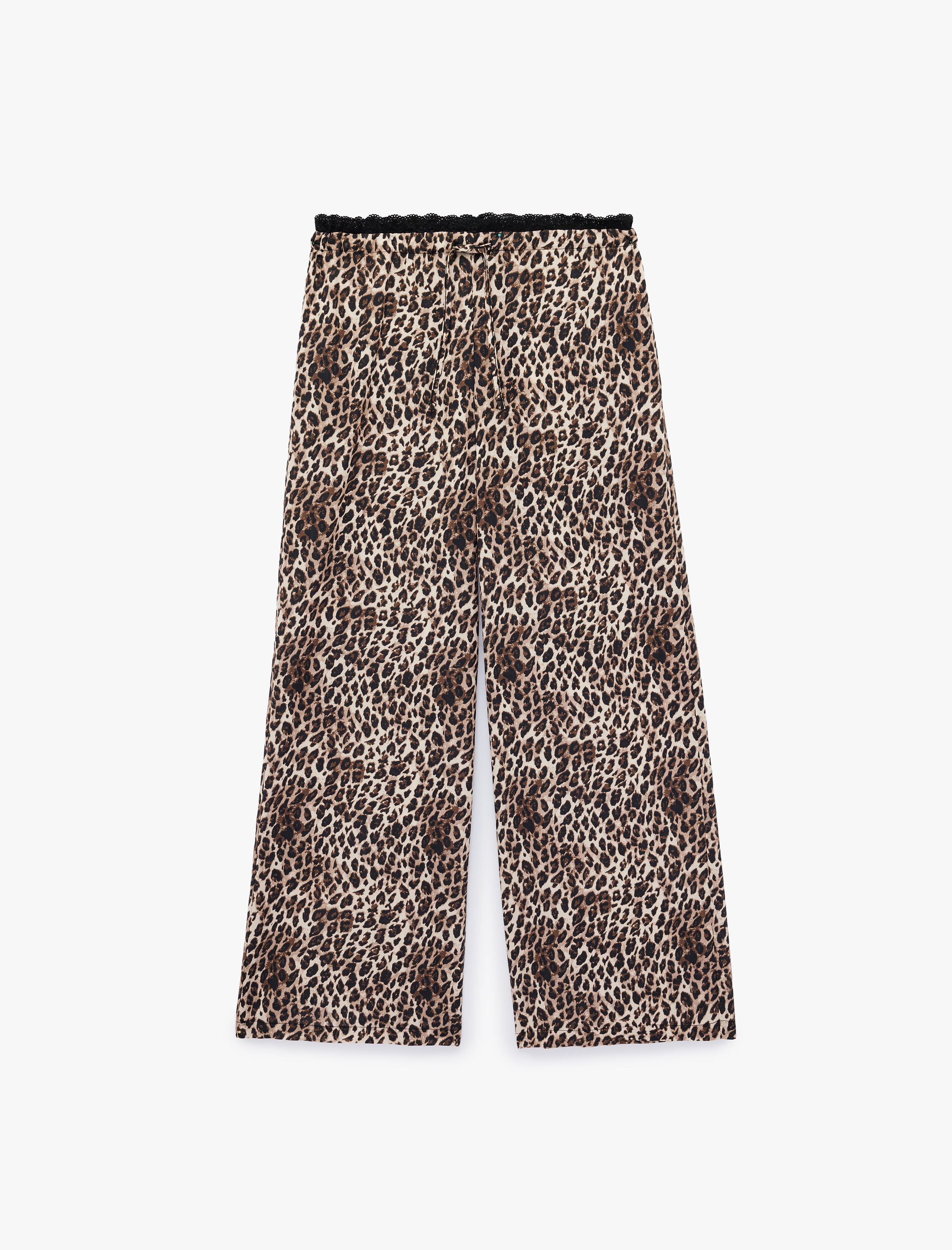   Pamuklu Rahat Kalıp Cepli Leopar Desenli Pijama Altı