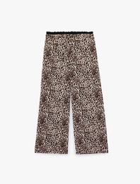 Pamuklu Rahat Kalıp Cepli Leopar Desenli Pijama Altı