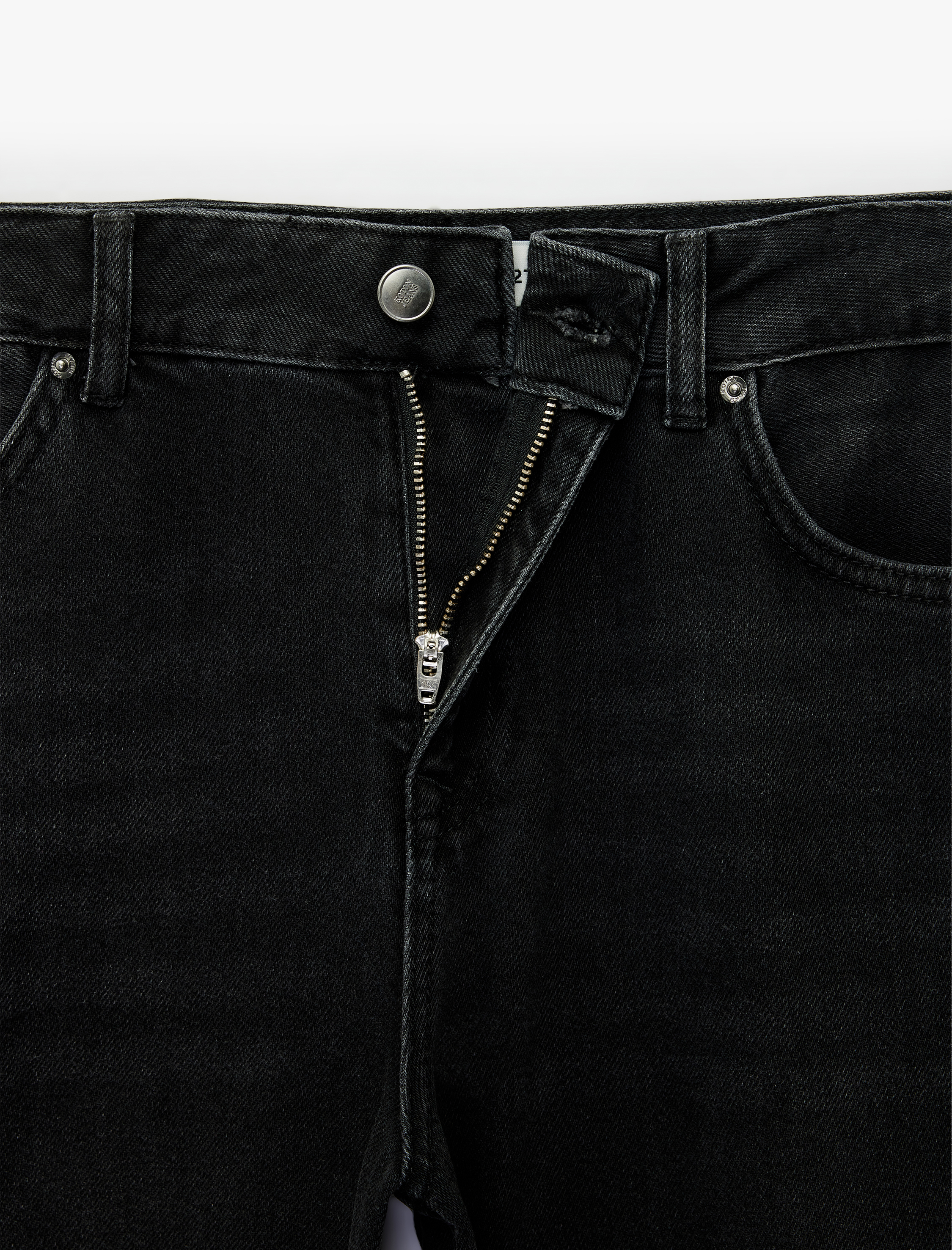   Düşük Bel Cepli Bol Kesim Pamuklu Denim Pantolon - Loose Straight Fit Jean