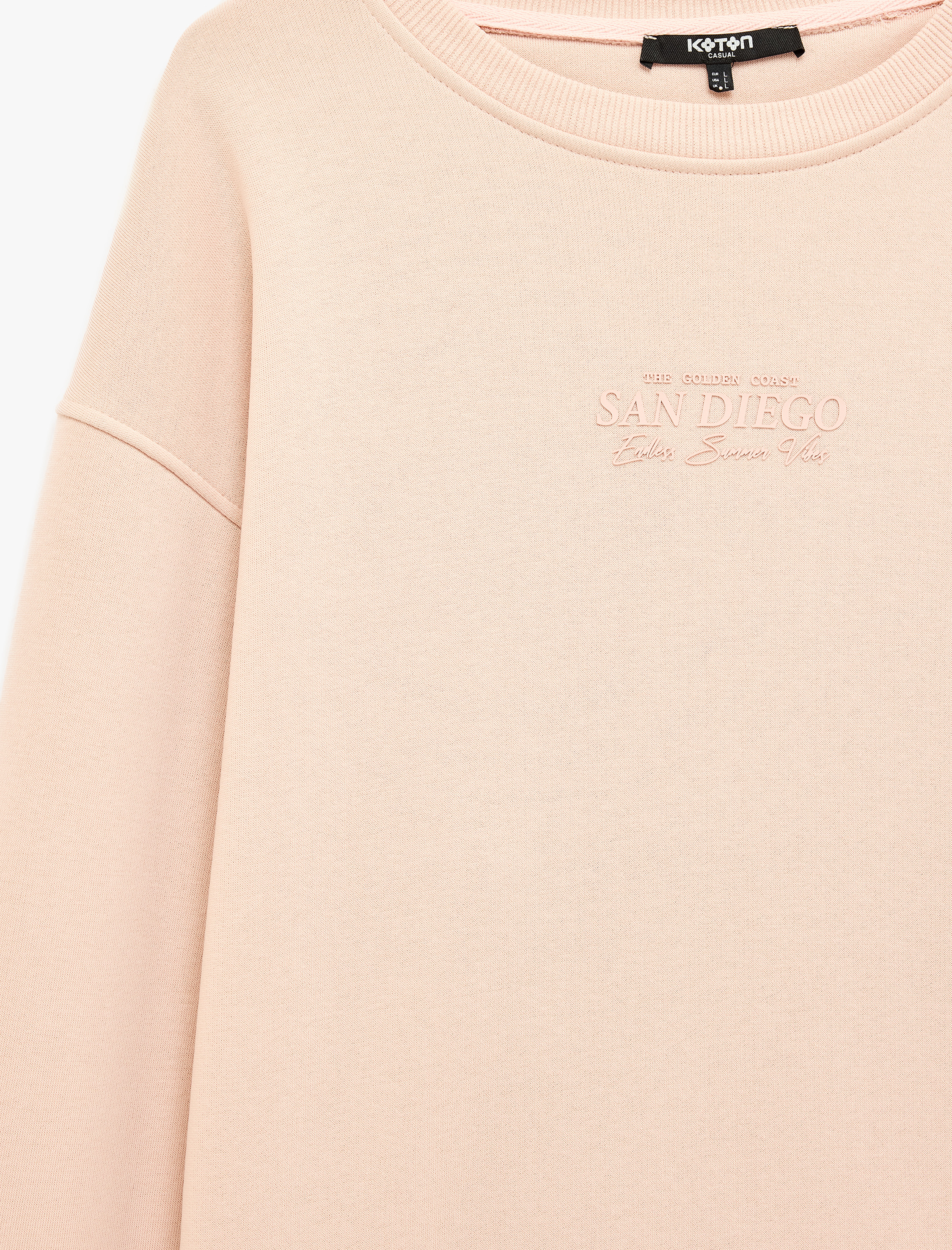   Uzun Kollu Şardonlu Rahat Kalıp Bisiklet Yaka Sweatshirt
