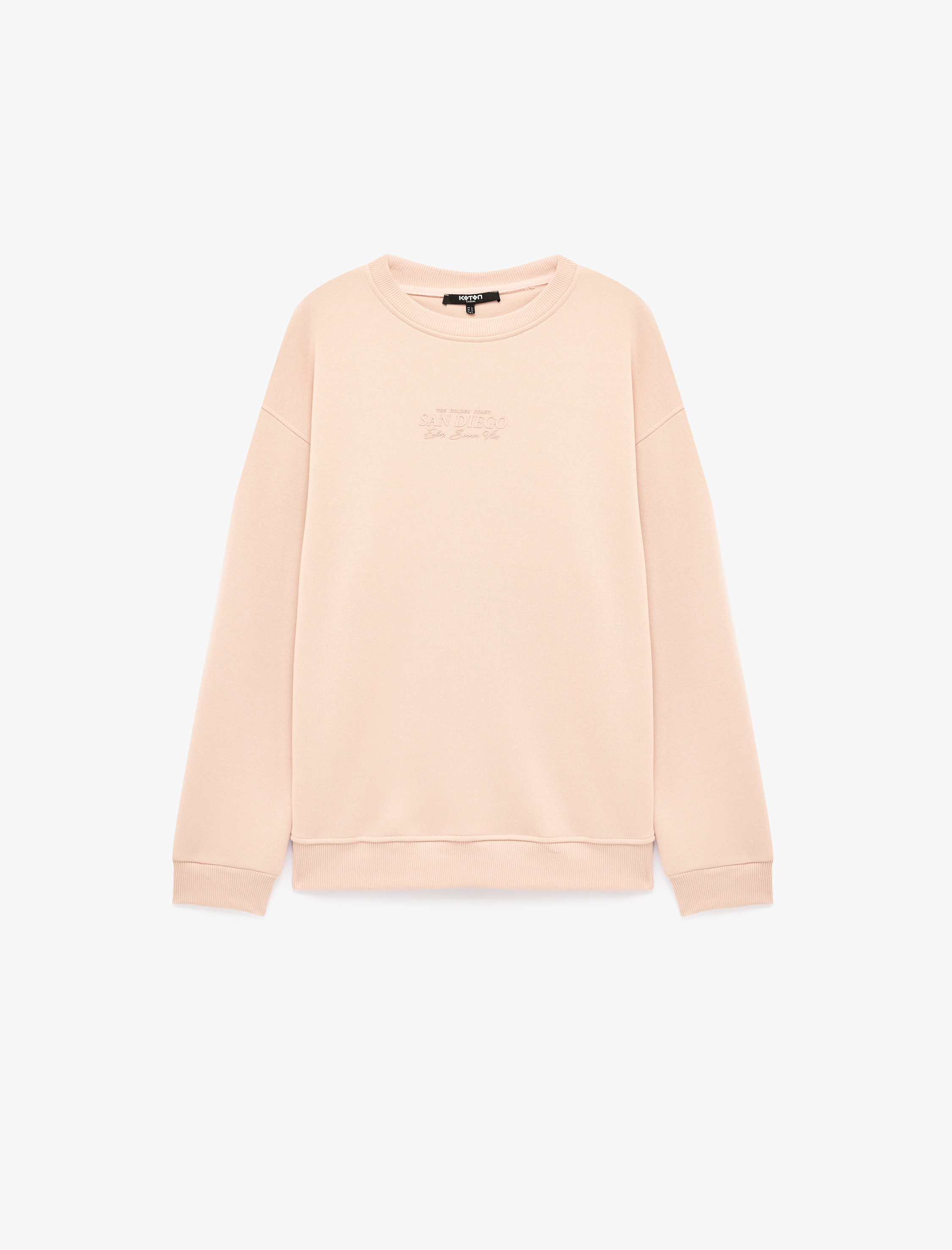   Uzun Kollu Şardonlu Rahat Kalıp Bisiklet Yaka Sweatshirt