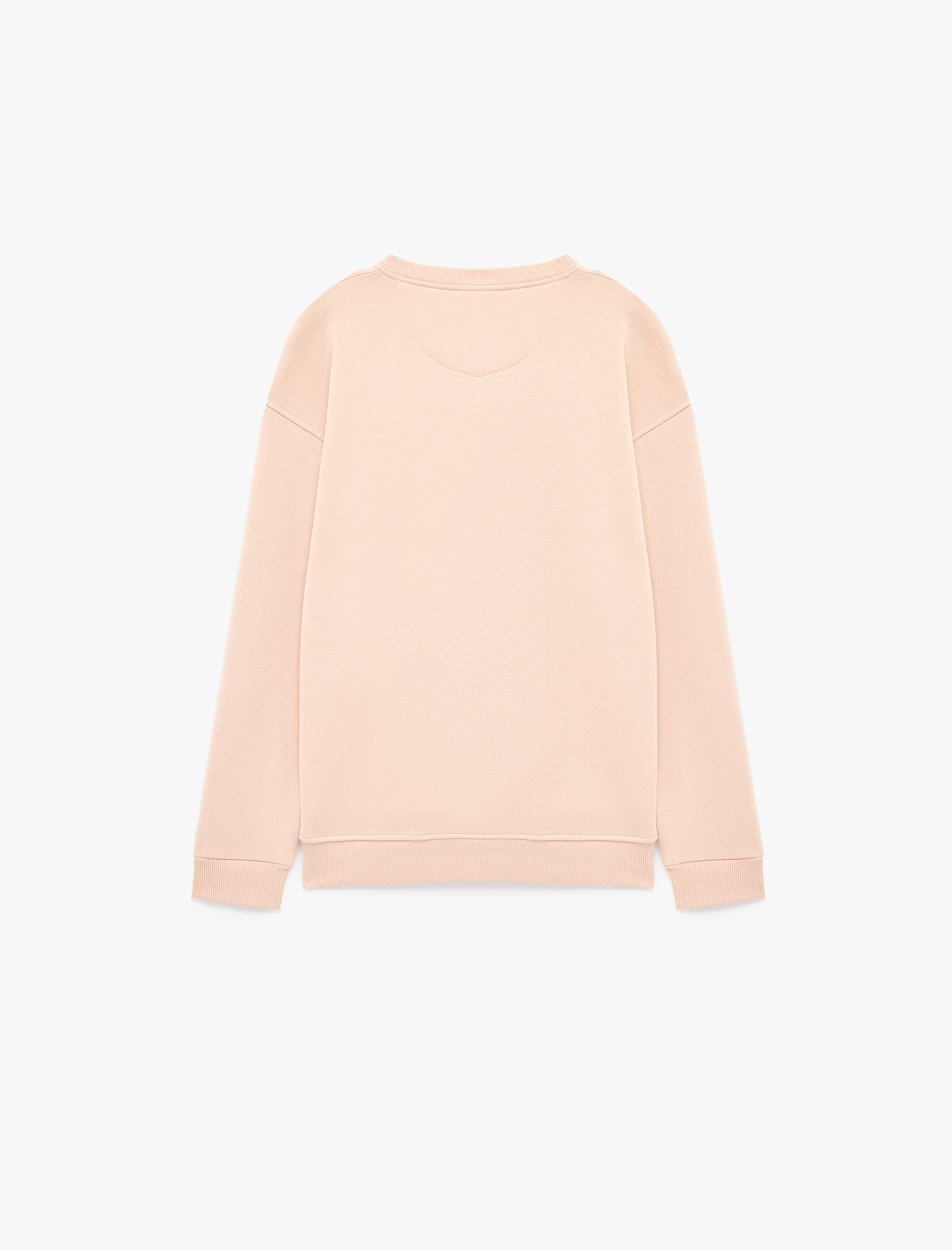   Uzun Kollu Şardonlu Rahat Kalıp Bisiklet Yaka Sweatshirt