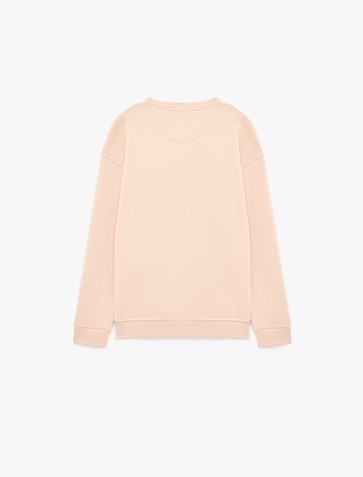  Uzun Kollu Şardonlu Rahat Kalıp Bisiklet Yaka Sweatshirt