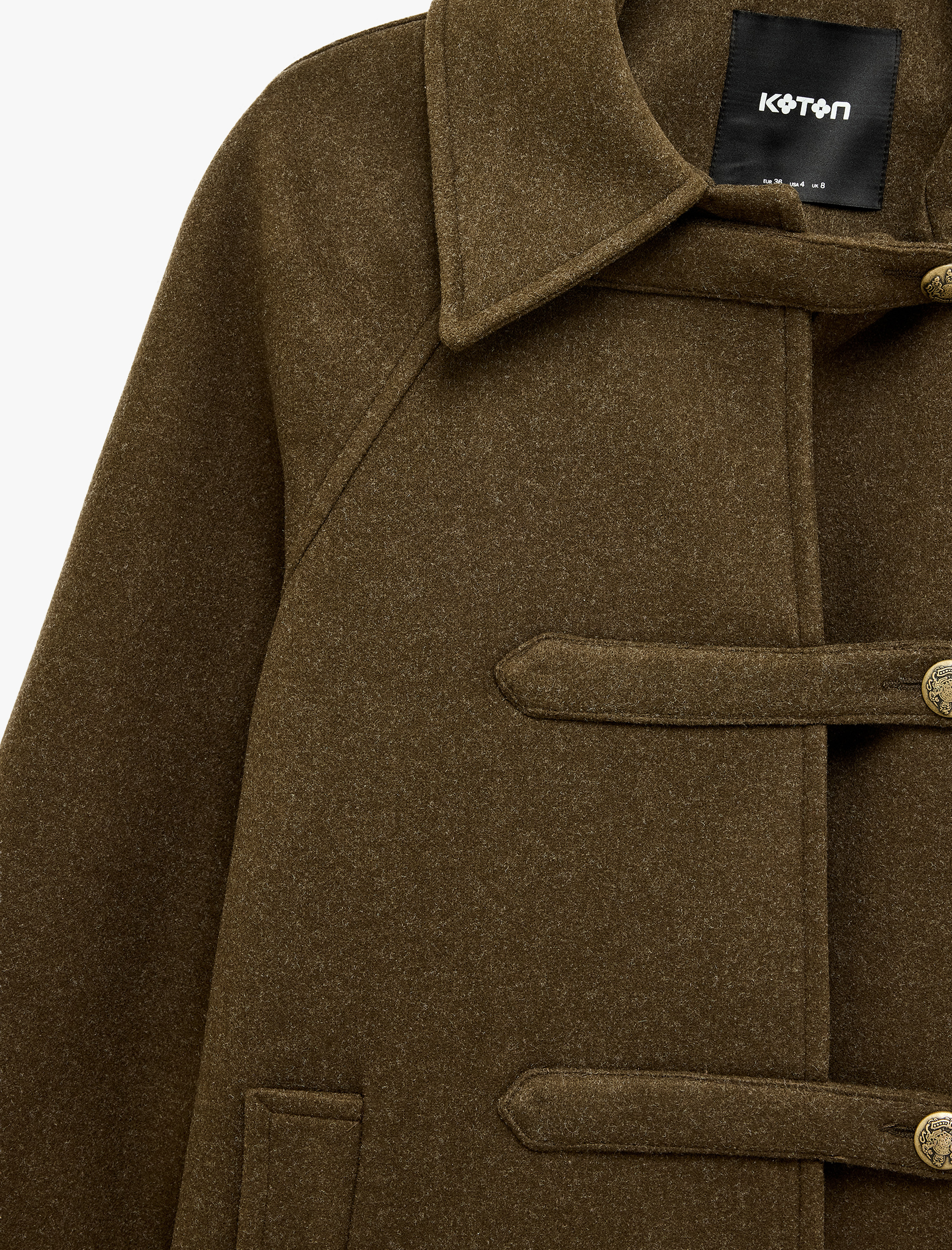   Uzun Kollu Oversize Kaşe Kaban Napolyon Kapama Detaylı