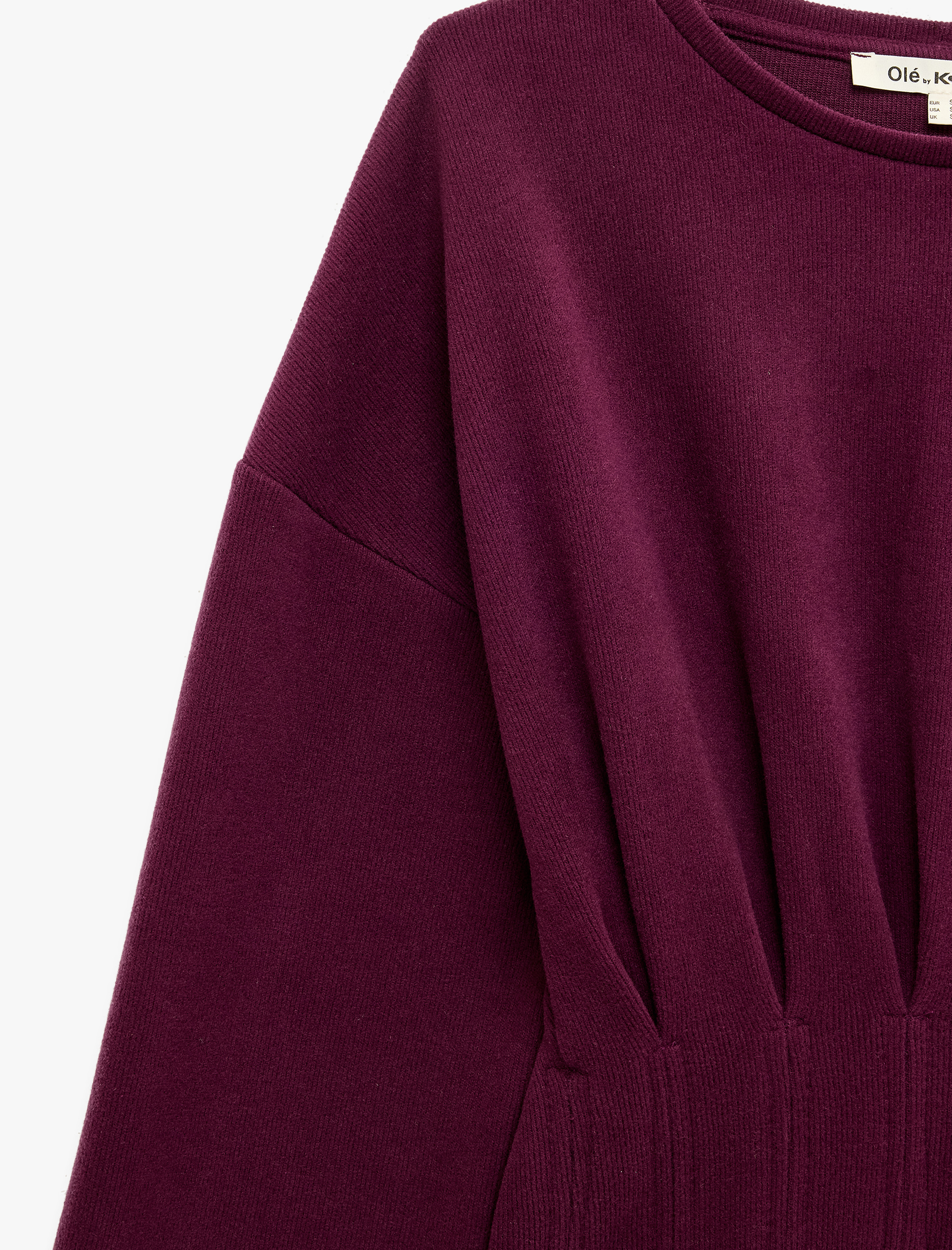   Slim Fit Uzun Kollu Bisiklet Yaka Korse Detaylı Tişört