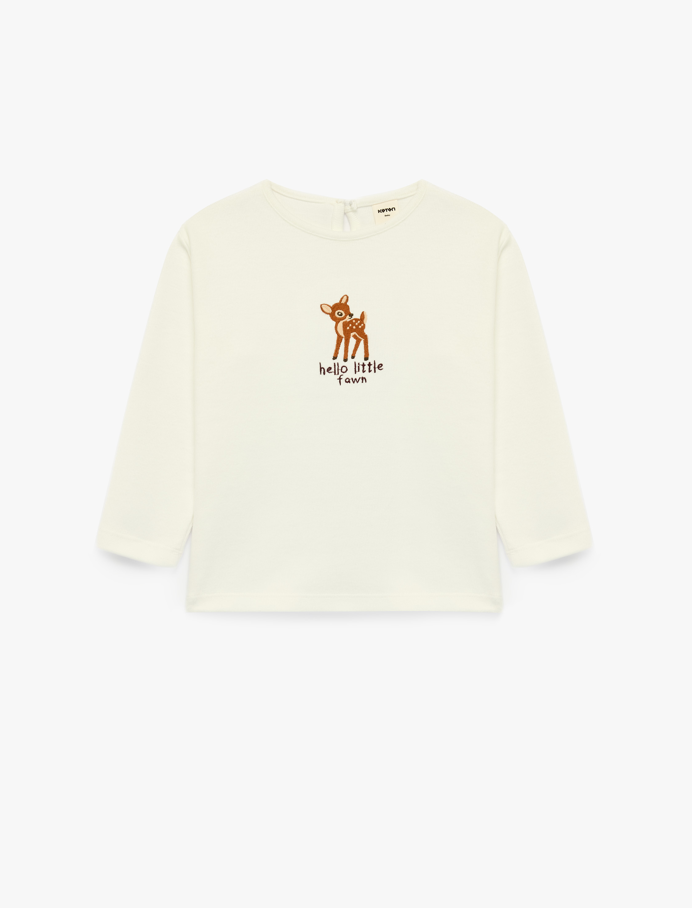  Kız Bebek Geyik İşlemeli Regular Fit Bisiklet Yaka Uzun Kollu Sweatshirt