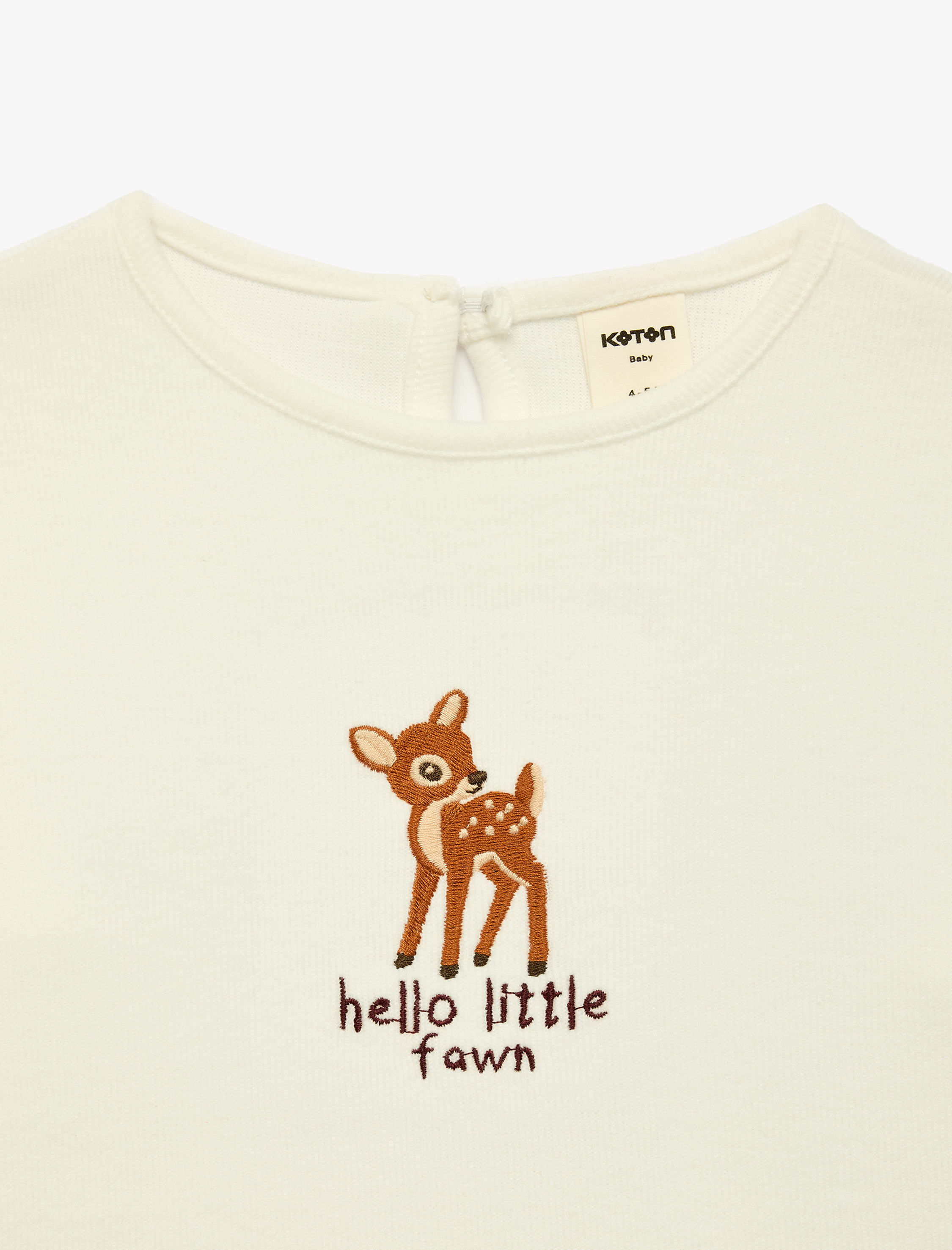  Kız Bebek Geyik İşlemeli Regular Fit Bisiklet Yaka Uzun Kollu Sweatshirt