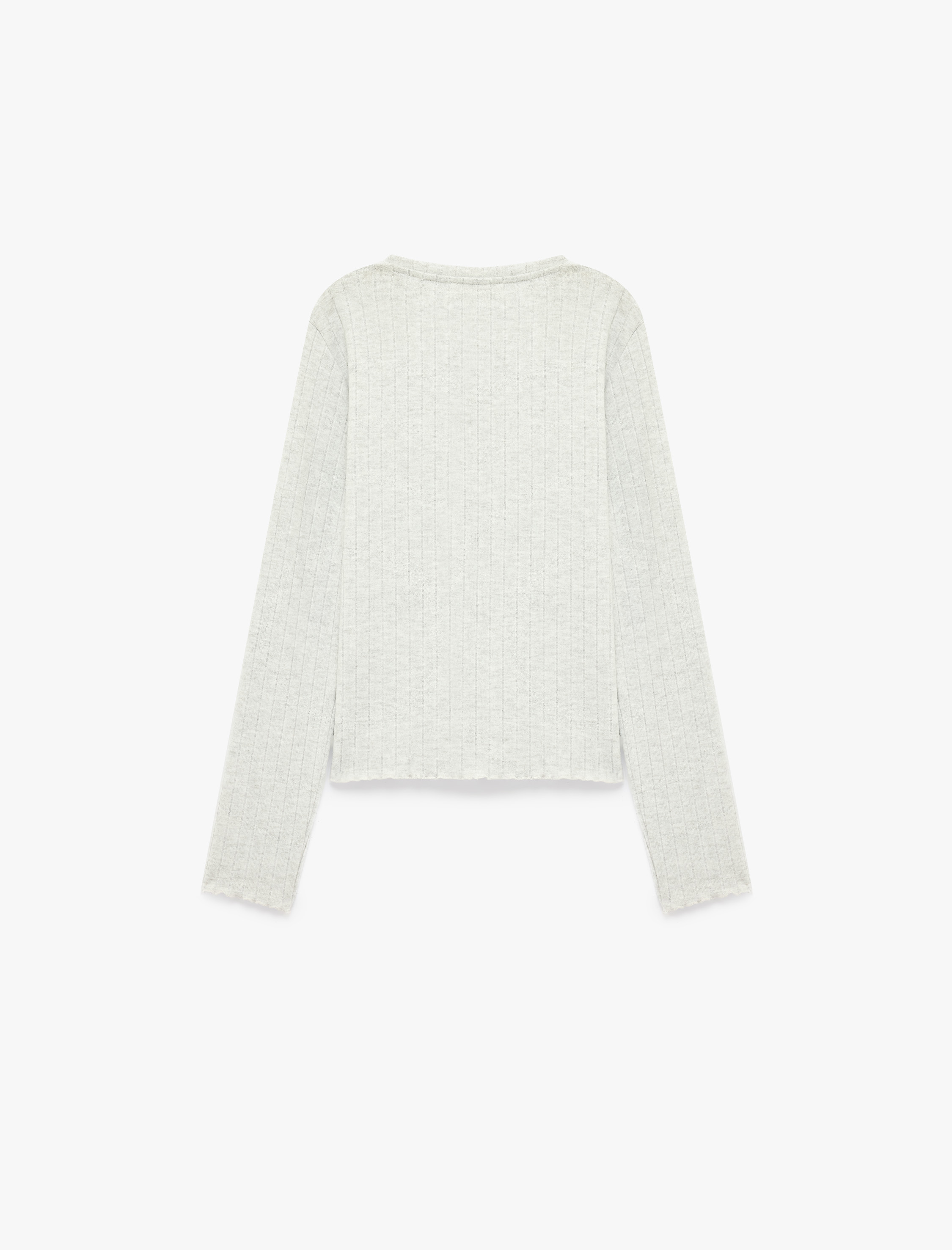   Rahat Kesim Kaşkorse Bisiklet Yaka Uzun Kollu Triko Pijama Üstü
