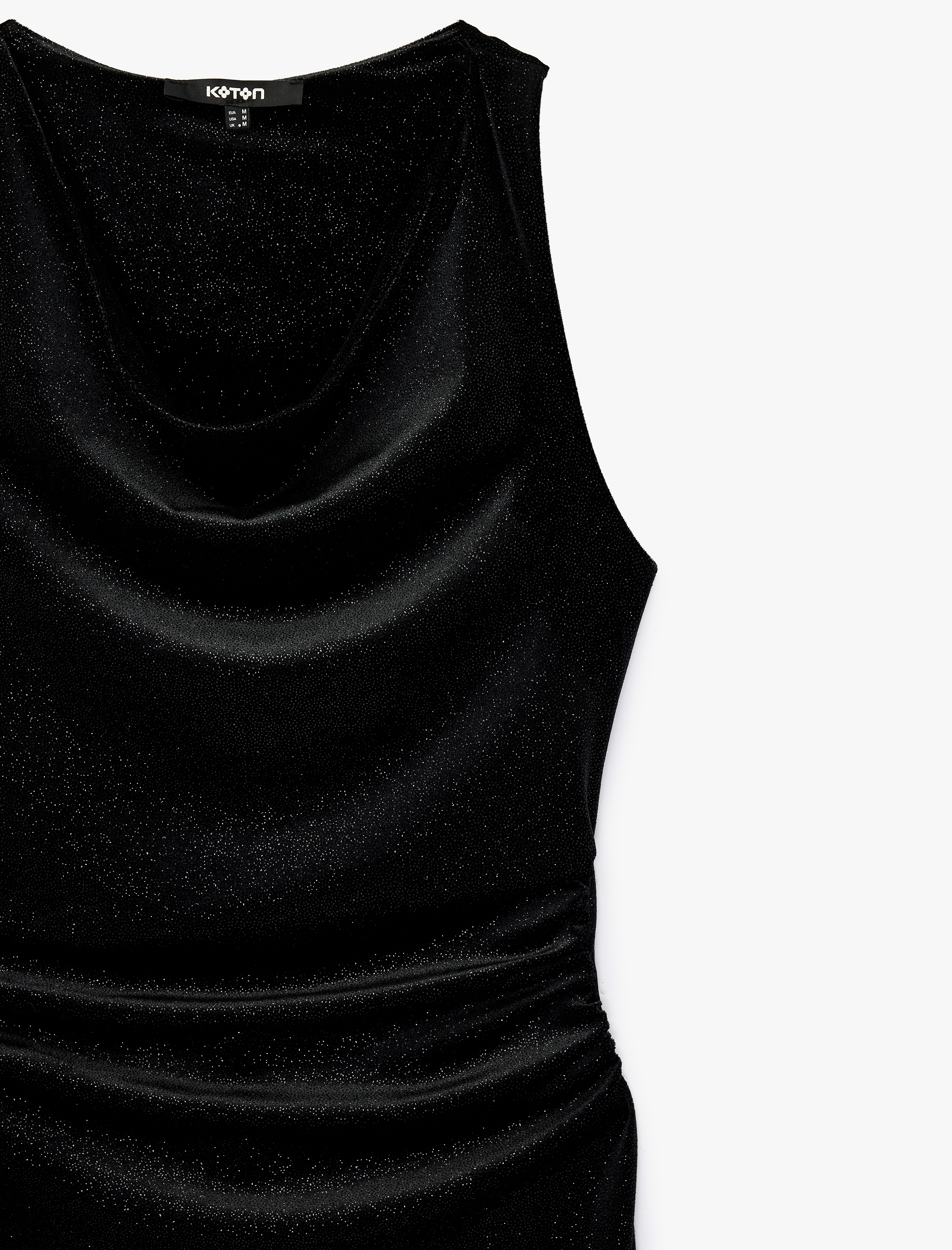   Slim Fit Kolsuz Degaje Yaka Drapeli Bodycon Simli Kadife Elbise