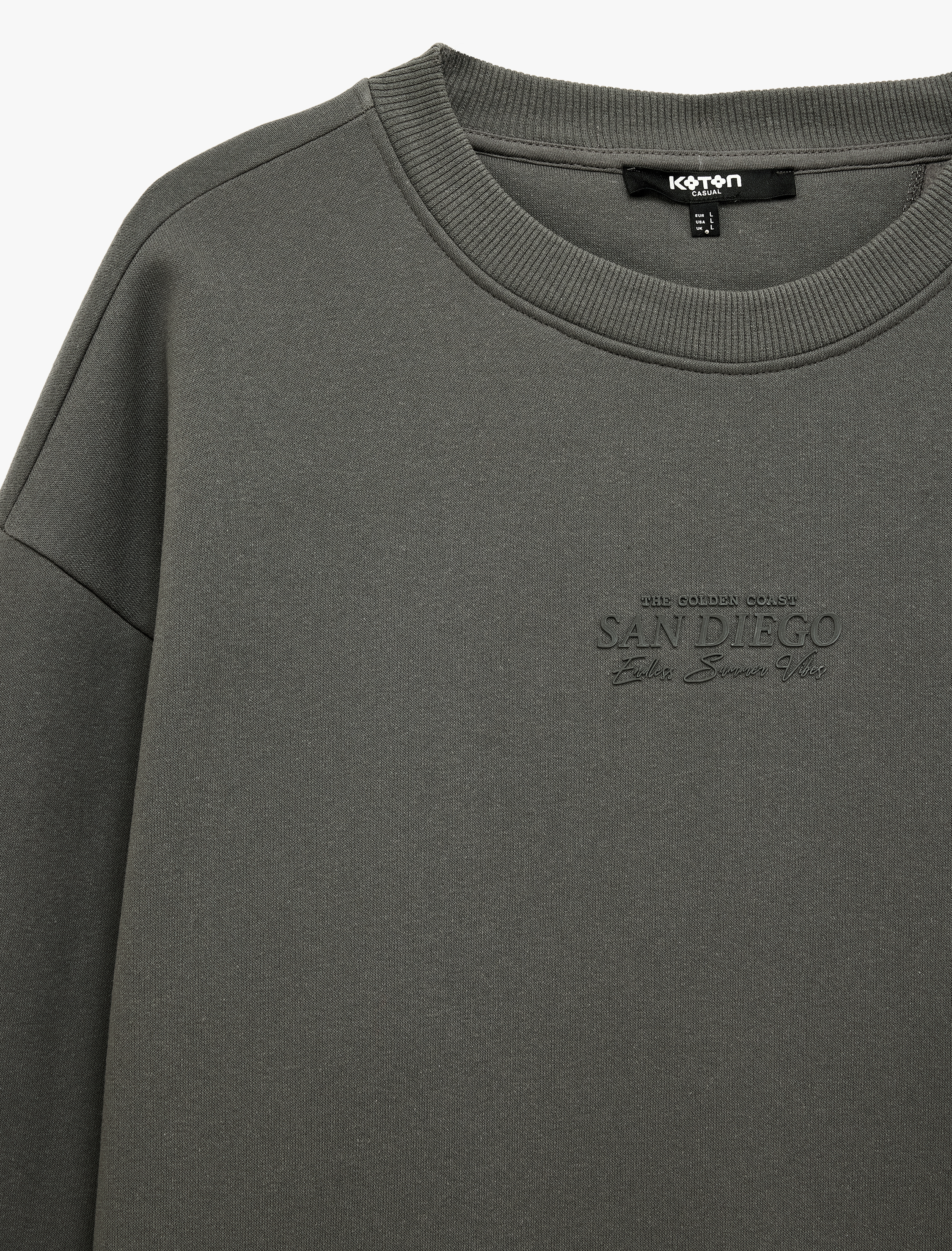   Uzun Kollu Şardonlu Rahat Kalıp Bisiklet Yaka Sweatshirt