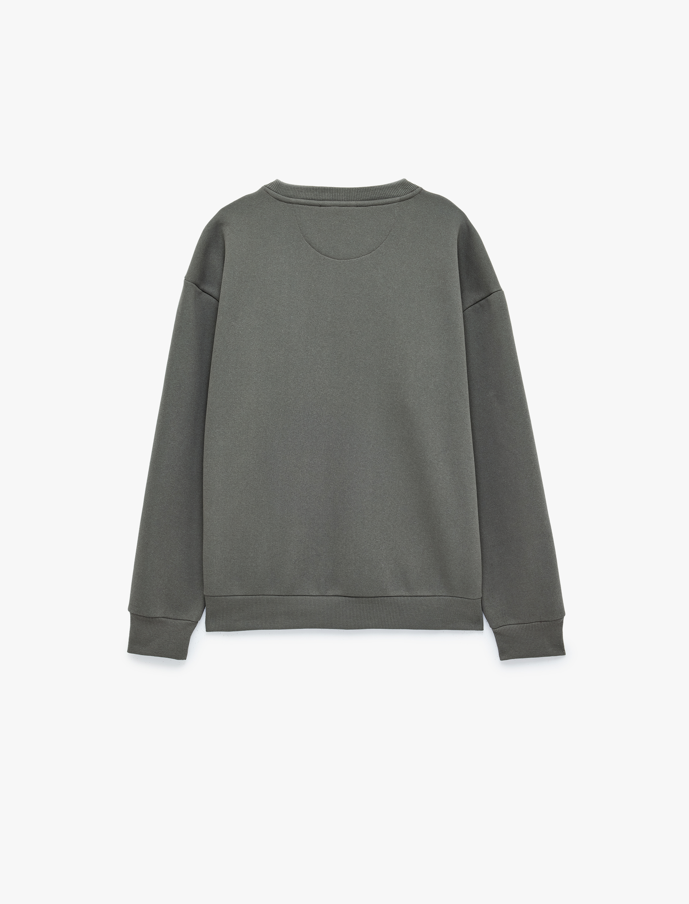   Uzun Kollu Şardonlu Rahat Kalıp Bisiklet Yaka Sweatshirt