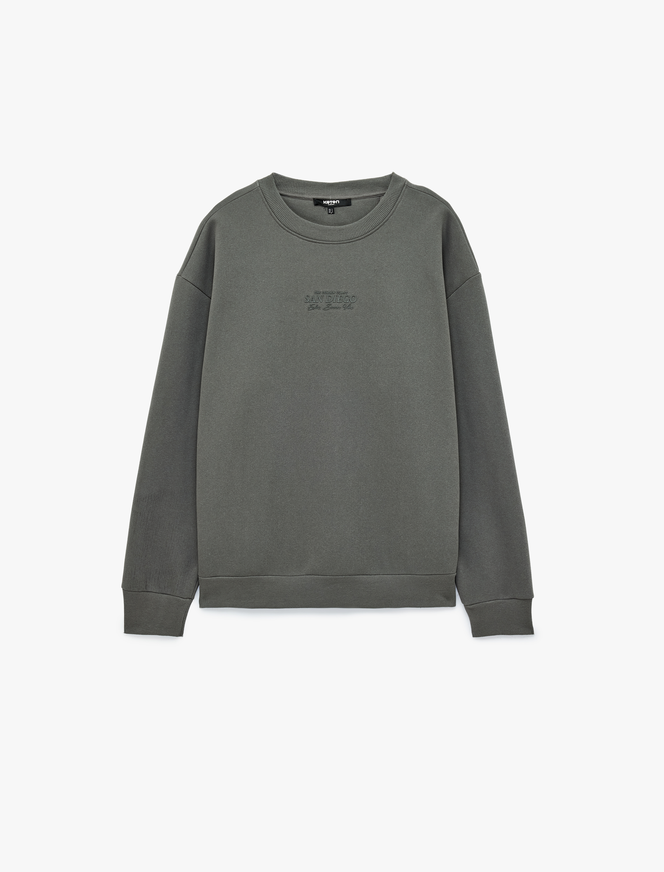   Uzun Kollu Şardonlu Rahat Kalıp Bisiklet Yaka Sweatshirt