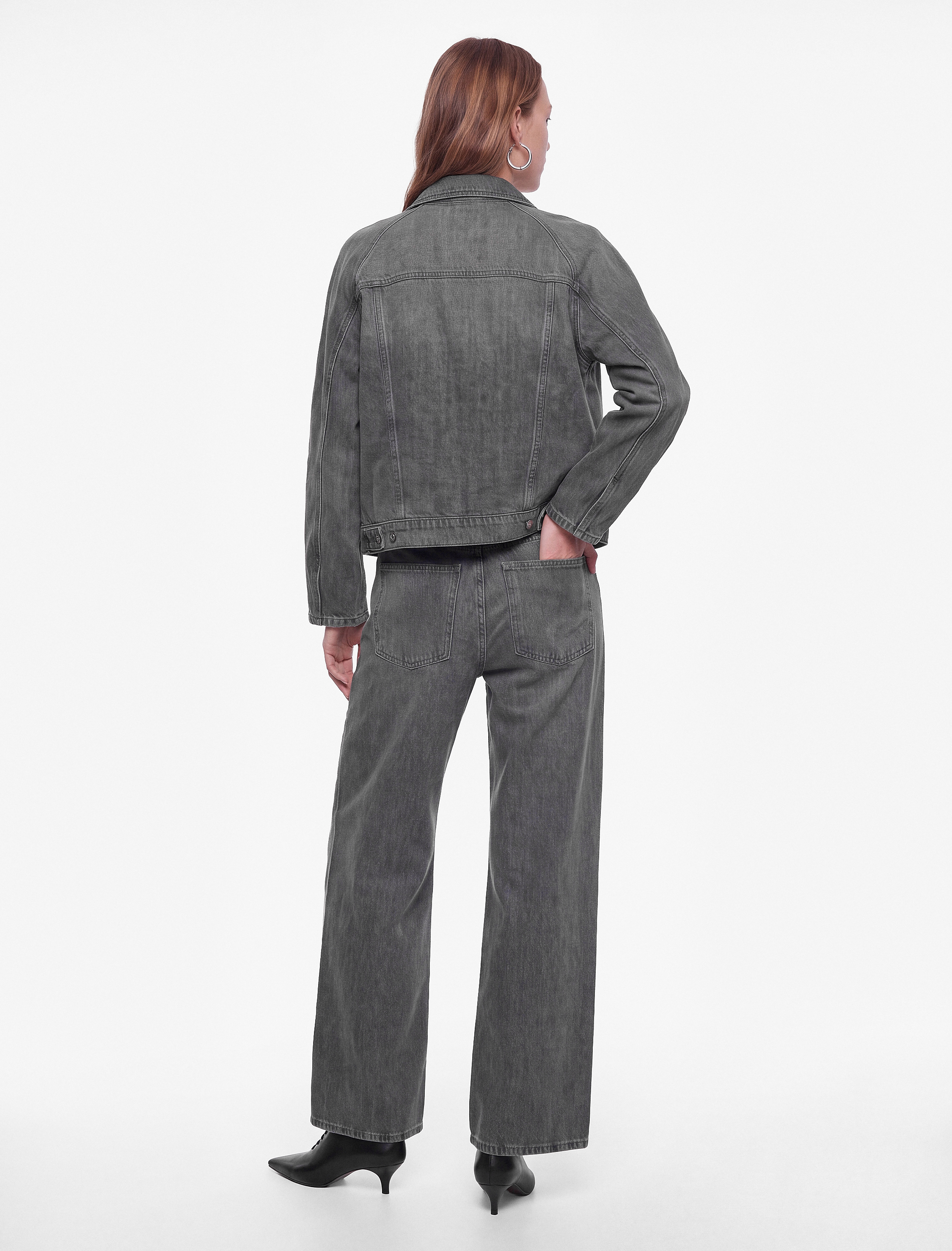   Pamuklu Cepli Düğmeli Düşük Bel Düz Bol Kalıp Denim Pantolon - Loose Straight Fit Jean