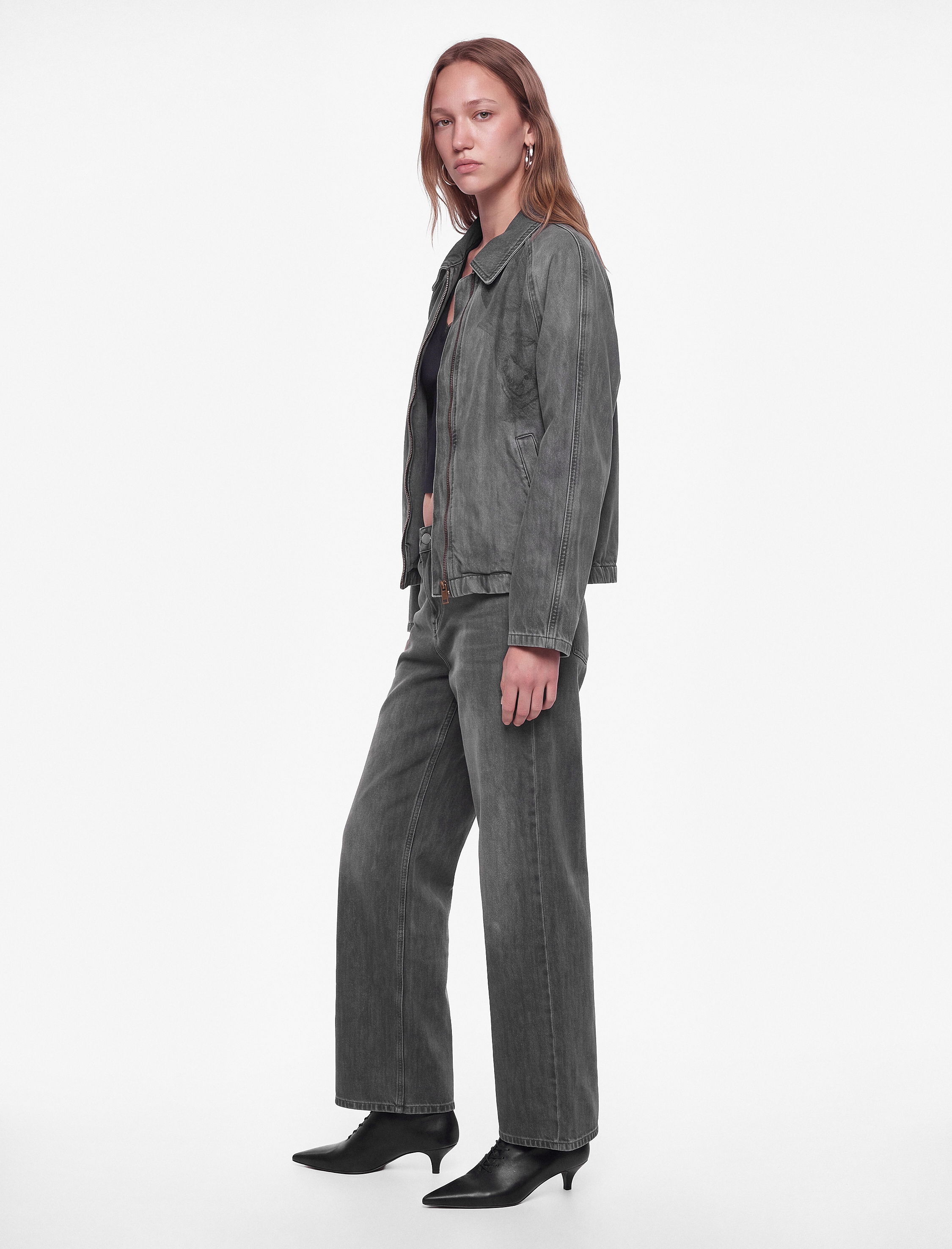   Pamuklu Cepli Düğmeli Düşük Bel Düz Bol Kalıp Denim Pantolon - Loose Straight Fit Jean