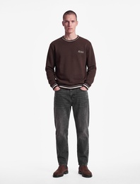 Şardonlu Uzun Kollu Nakışlı Bisiklet Yaka Sweatshirt