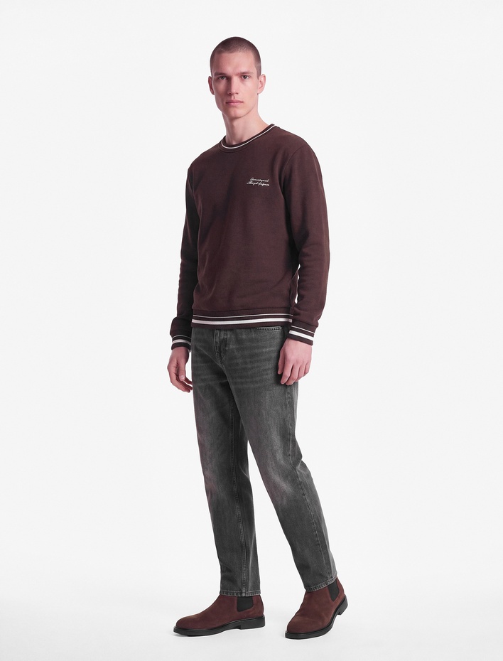  Şardonlu Uzun Kollu Nakışlı Bisiklet Yaka Sweatshirt