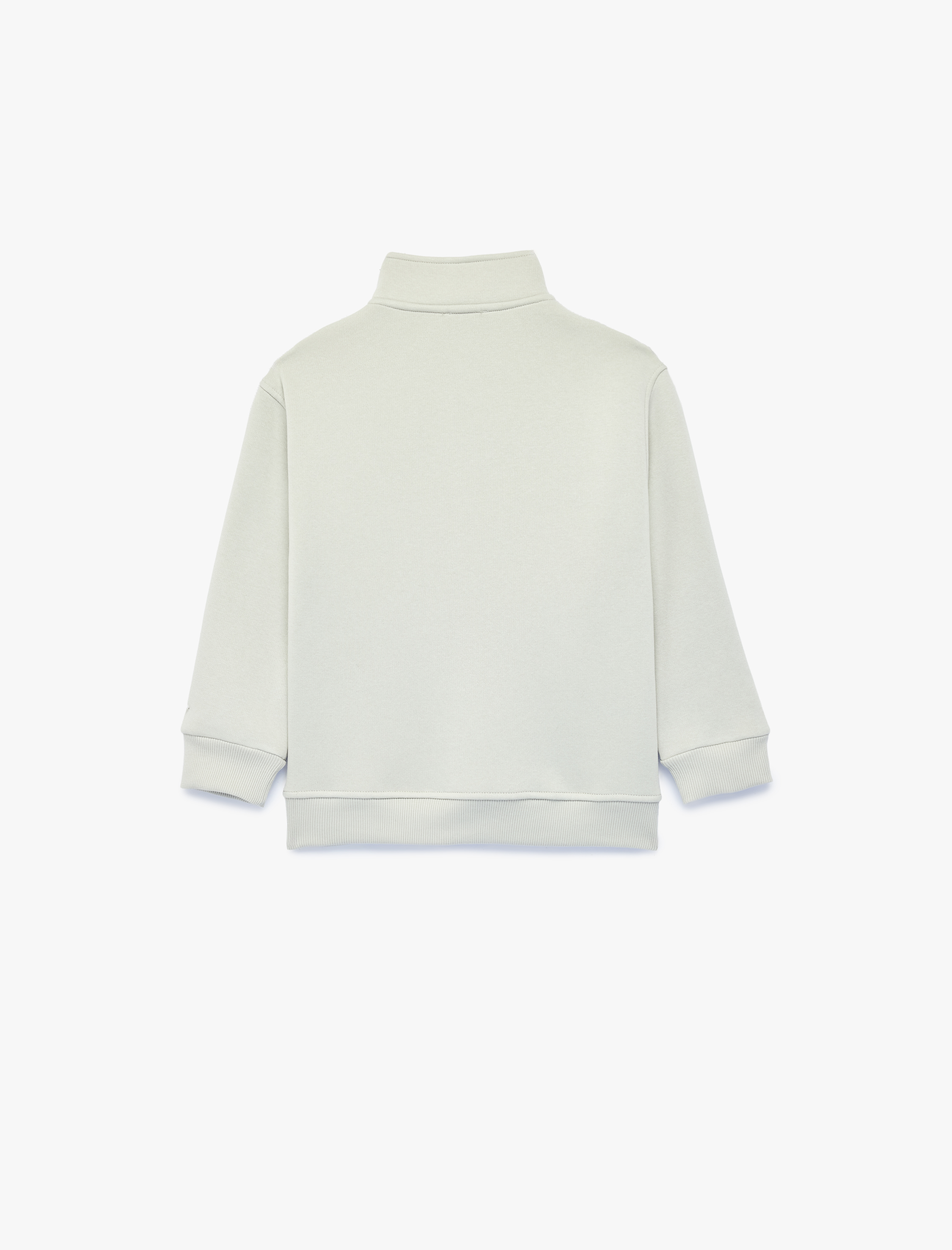  Erkek Çocuk Baskılı Şardonlu Uzun Kollu Yarım Fermuarlı Dik Yaka Sweatshirt