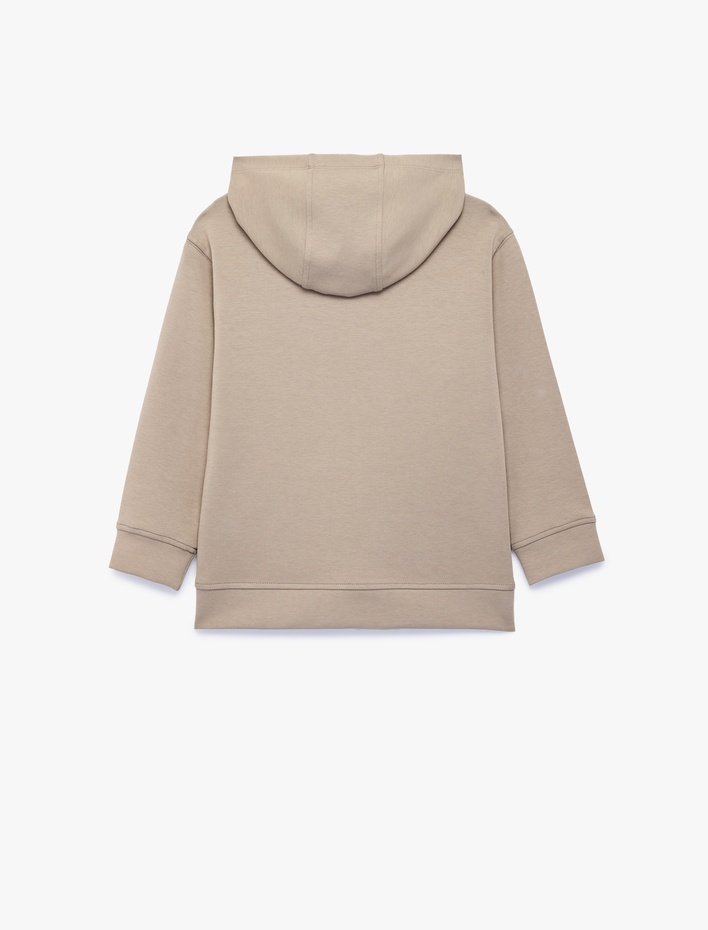 Erkek Çocuk Fermuarlı Uzun Kollu Kanguru Cepli Pamuklu Kapşonlu Oversize Sweatshirt