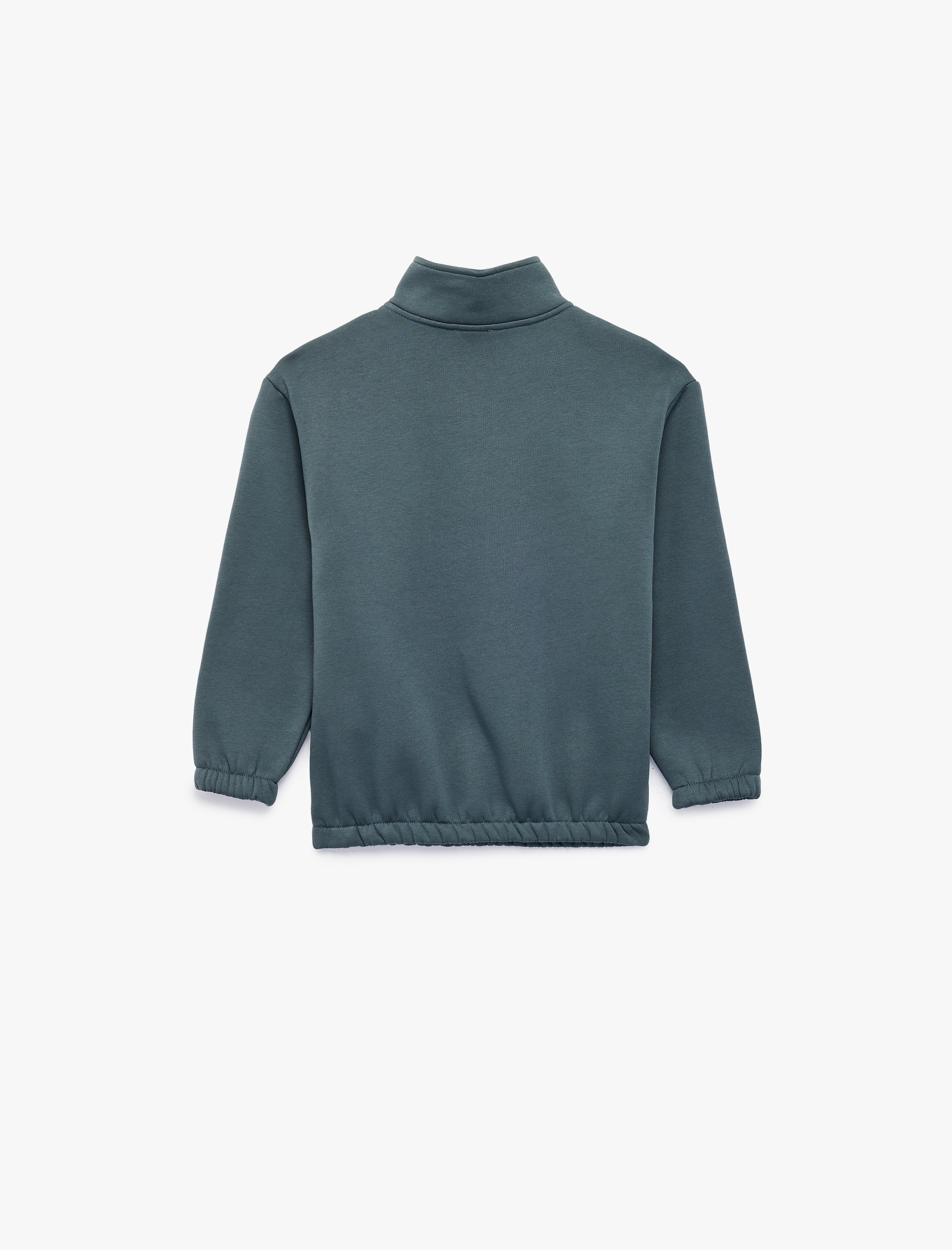  Erkek Çocuk Fermuarlı Şardonlu Uzun Kollu Dik Yaka Oversize Sweatshirt
