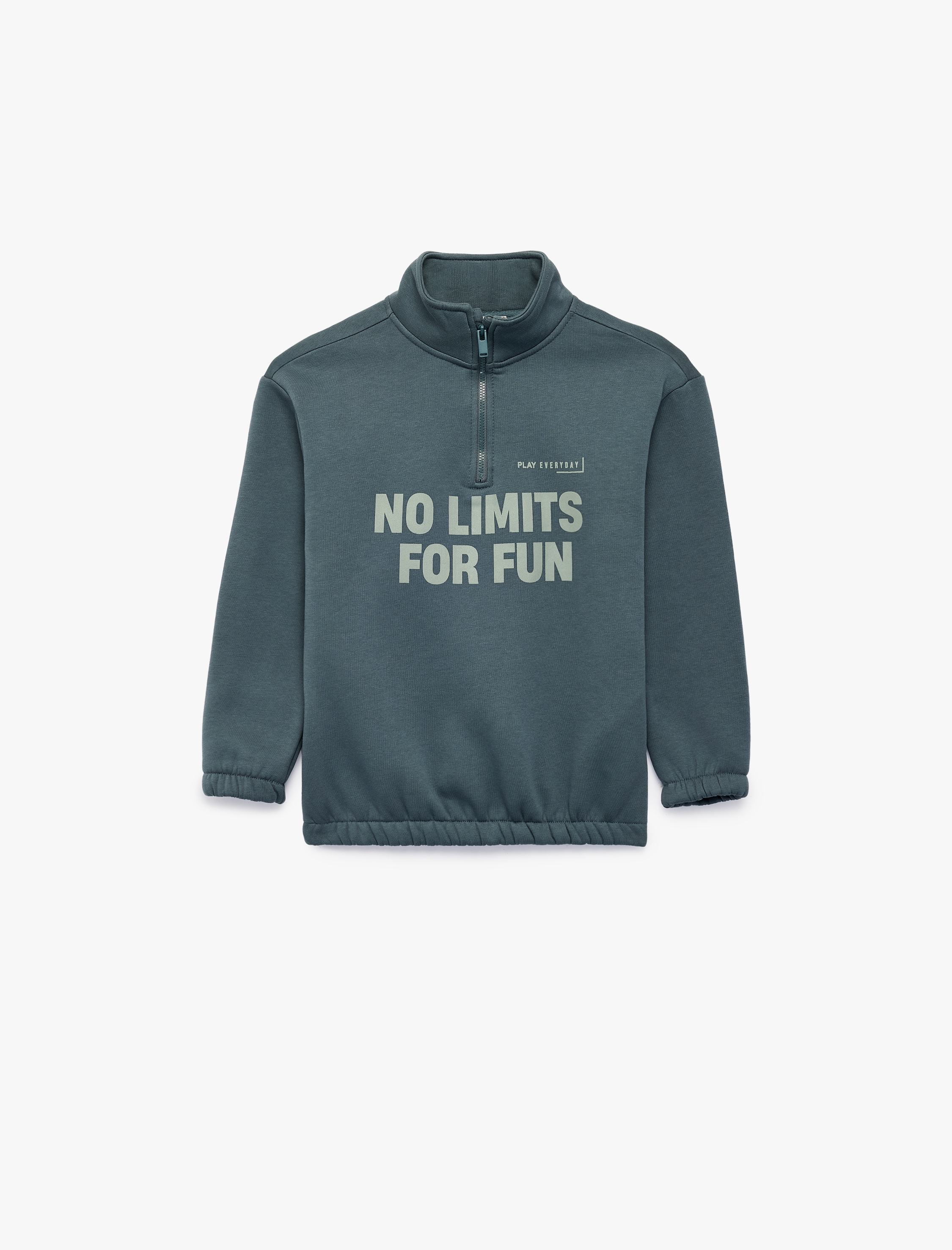  Erkek Çocuk Fermuarlı Şardonlu Uzun Kollu Dik Yaka Oversize Sweatshirt