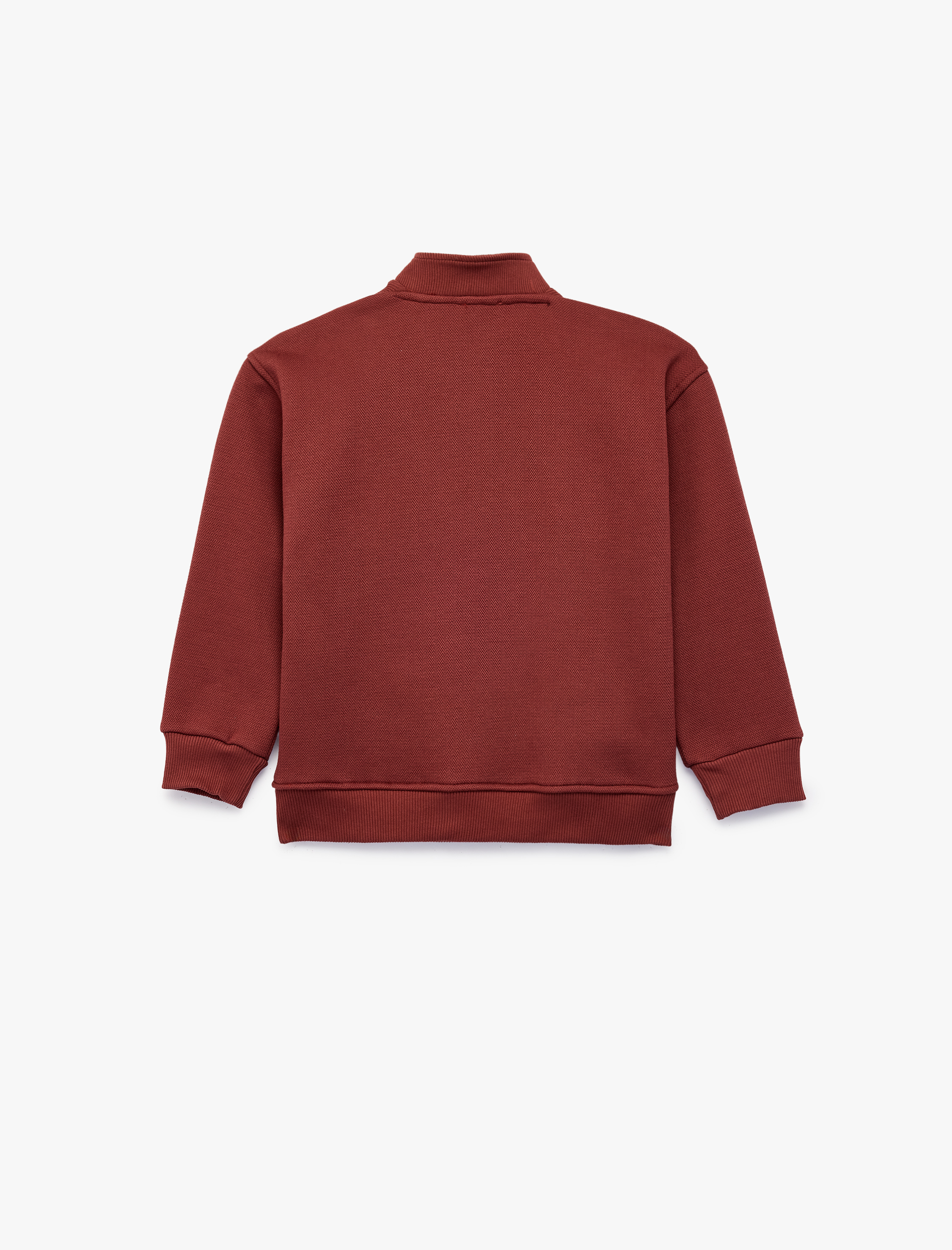  Erkek Çocuk Kanguru Cepli Uzun Kollu Yarım Fermuarlı Dik Yaka Sweatshirt