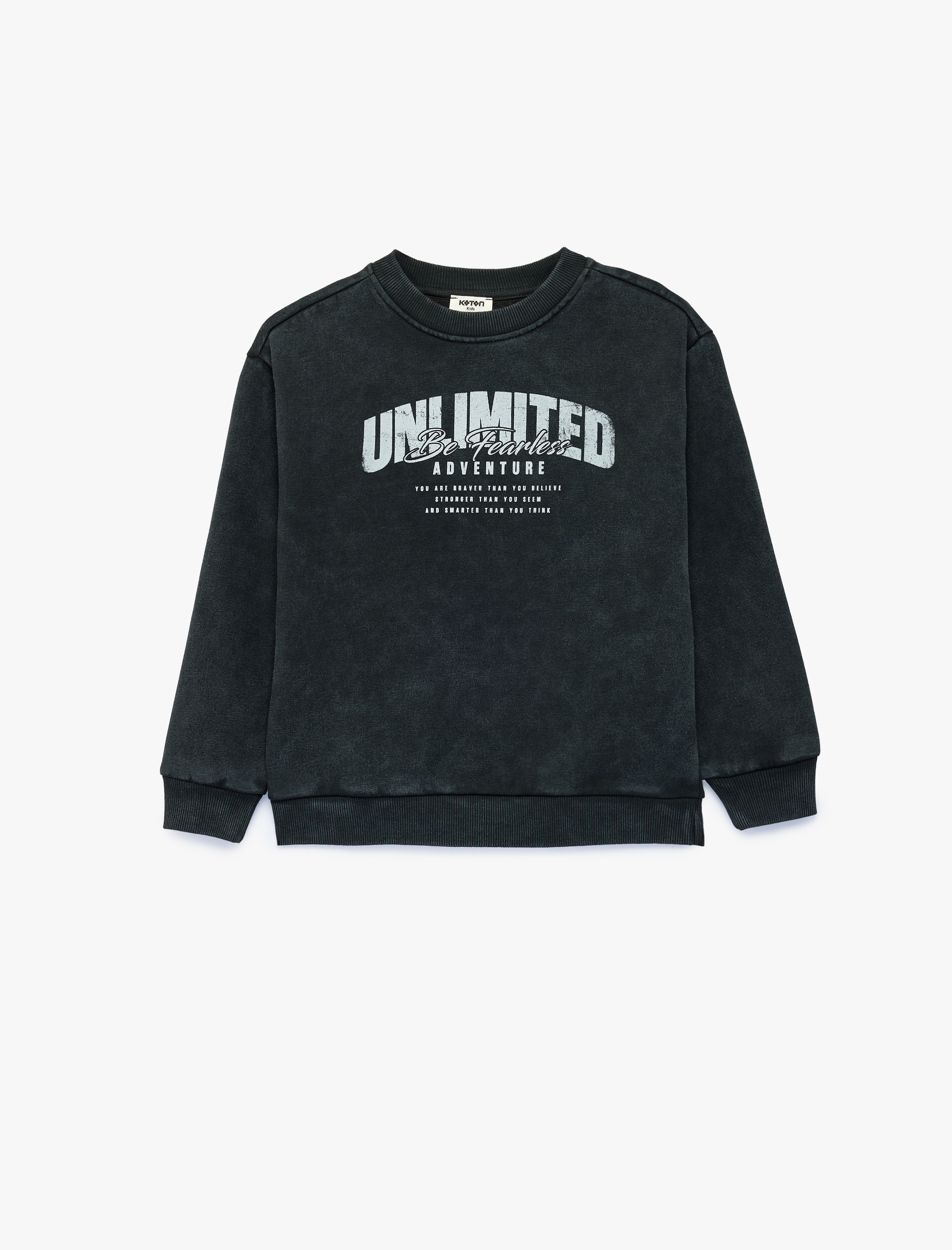  Erkek Çocuk Şardonlu Baskılı Uzun Kollu Bisiklet Yaka Sweatshirt