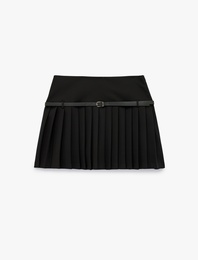 Koton X Sibil Çetinkaya - Kemerli Pileli Krep Mini Etek