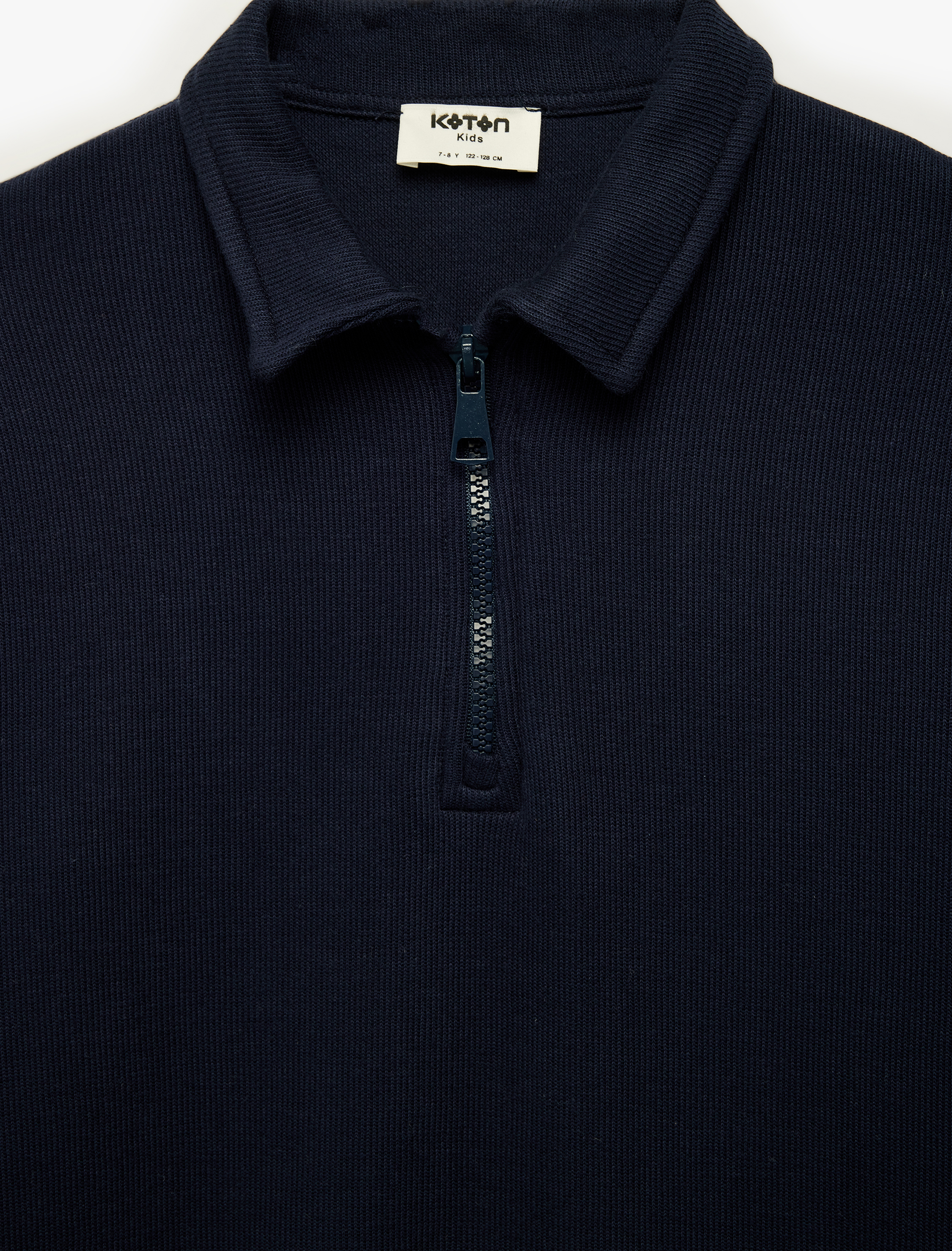  Erkek Çocuk Yarım Fermuarlı Pamuklu Uzun Kollu Polo Yaka Sweatshirt