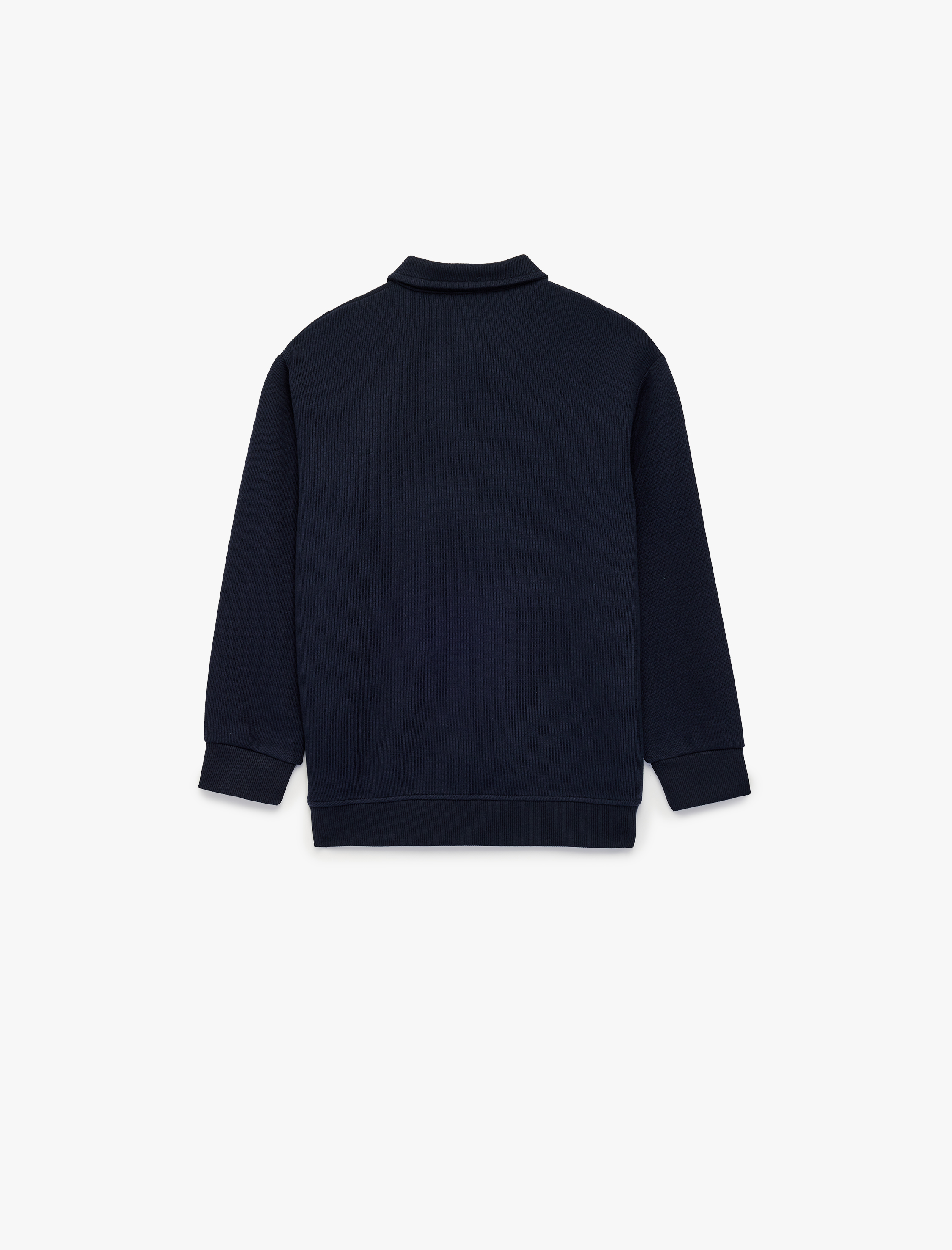  Erkek Çocuk Yarım Fermuarlı Pamuklu Uzun Kollu Polo Yaka Sweatshirt