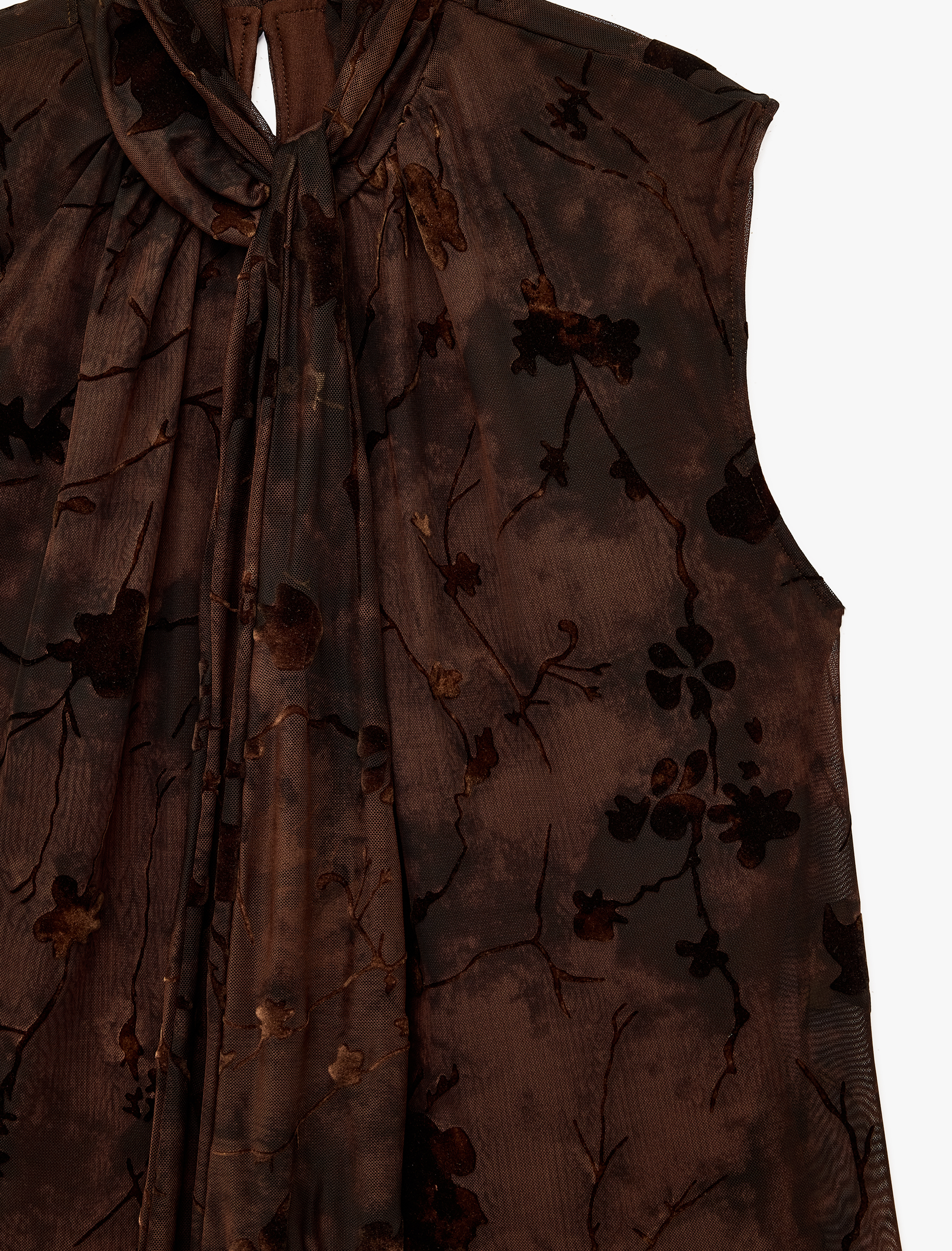   Kolsuz Püsküllü Fularlı Dik yaka Çiçekli Bluz