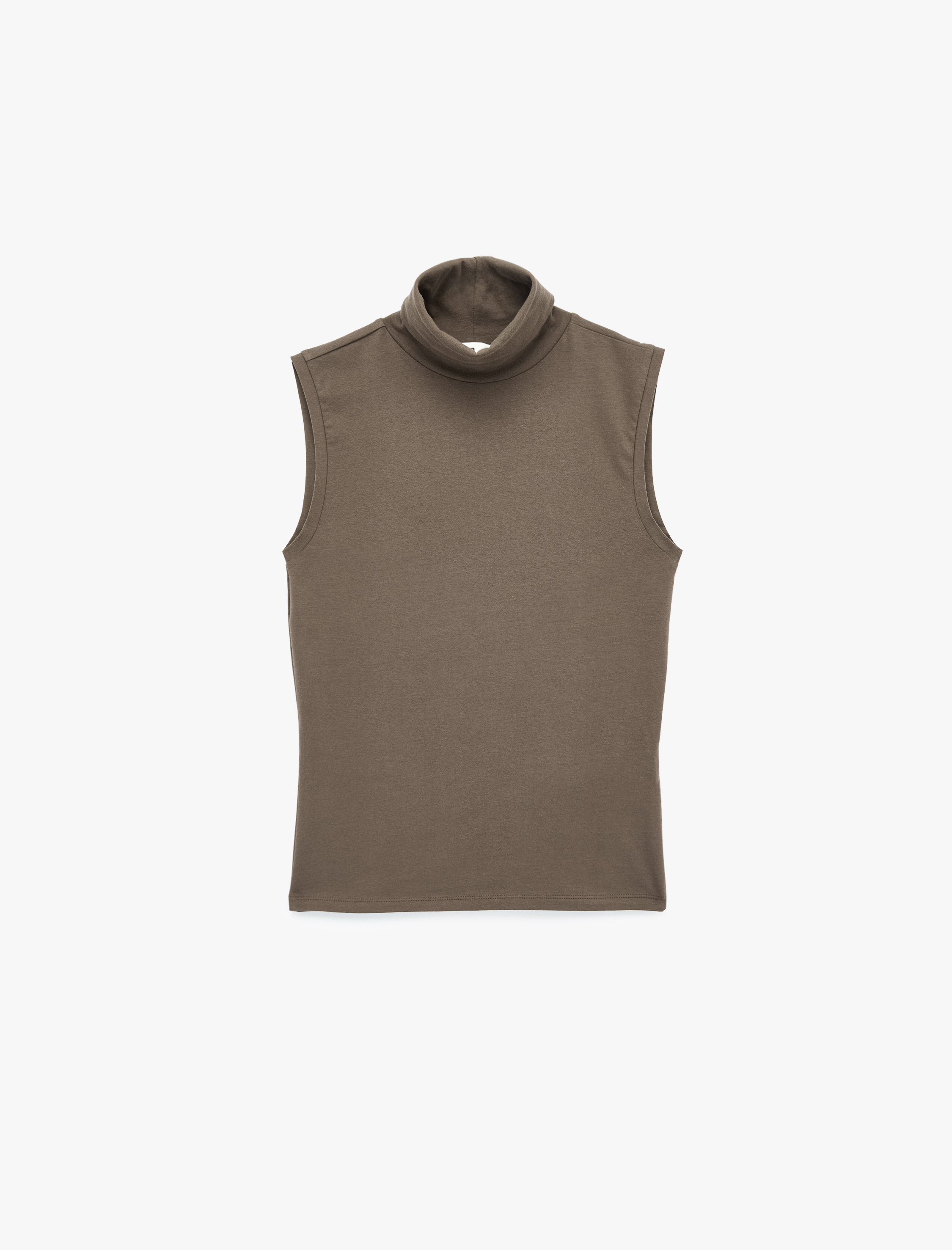   Pamuklu Slim Fit Dik Yaka Kolsuz Bluz