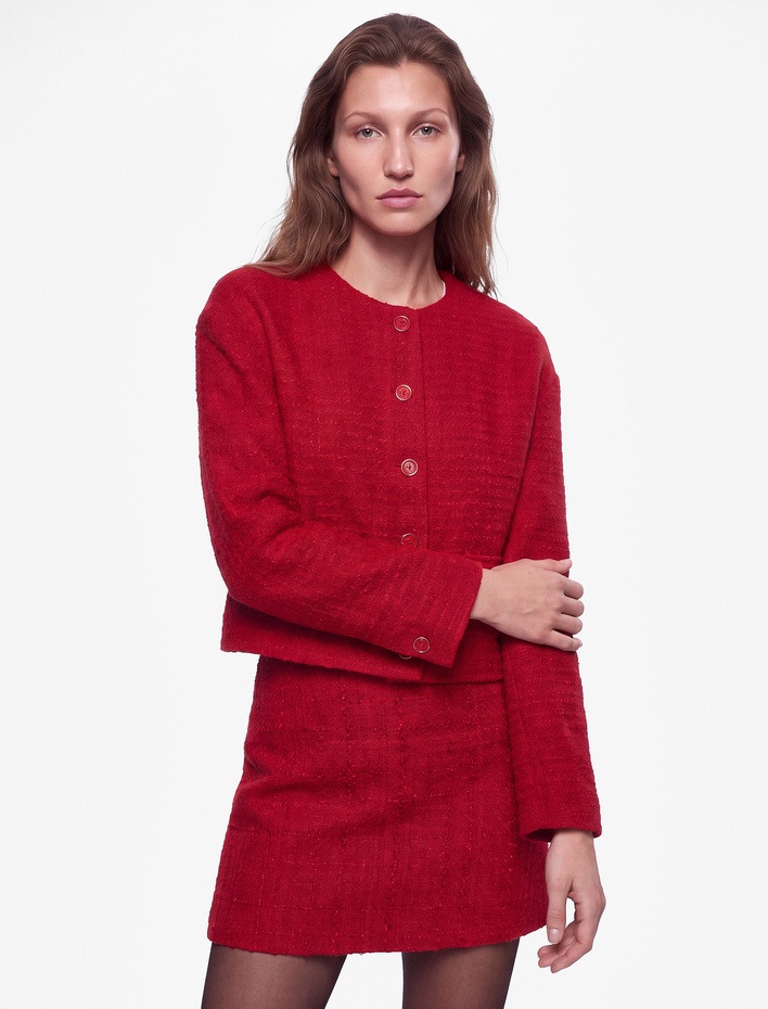  Slim Fit A Kesim Tüvit Mini Etek