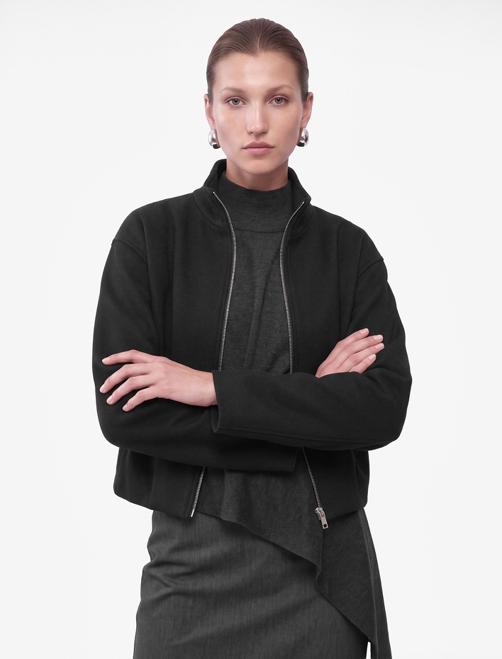  Koton X Selected by Şahika Ercümen -  Fermuarlı Uzun Kollu Kaşe Dik Yaka Bomber Ceket