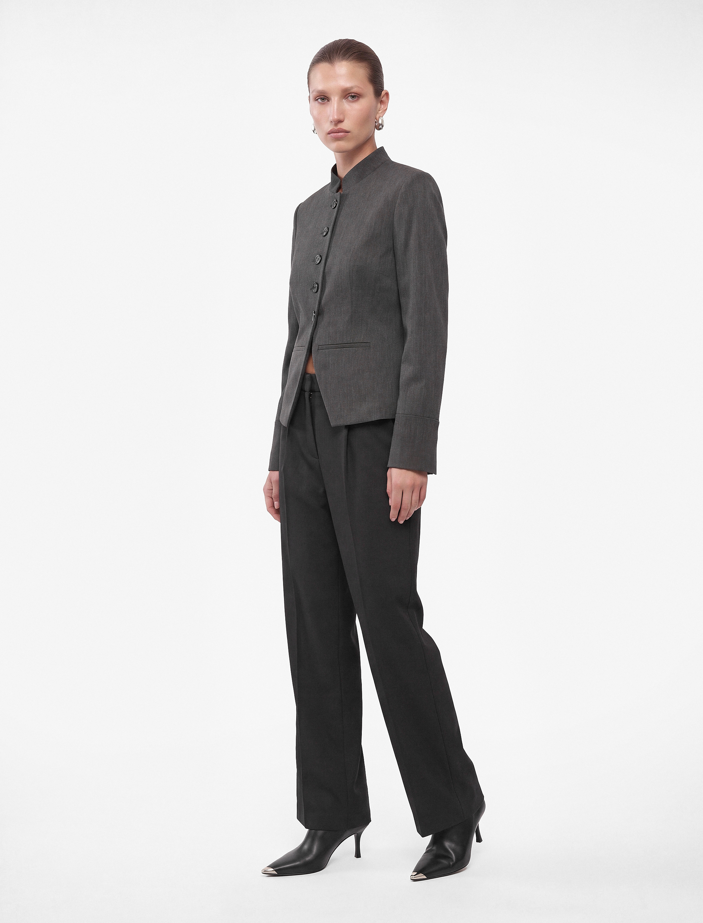   Koton X Selected by Şahika Ercümen -  Slim Fit Cepli Uzun Kollu Mandarin Yaka Ceket