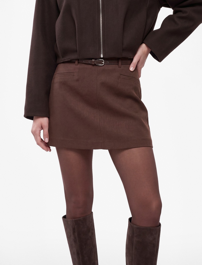  Koton X Selected by Şahika Ercümen - A Kesim Slim Kemerli Mini Etek