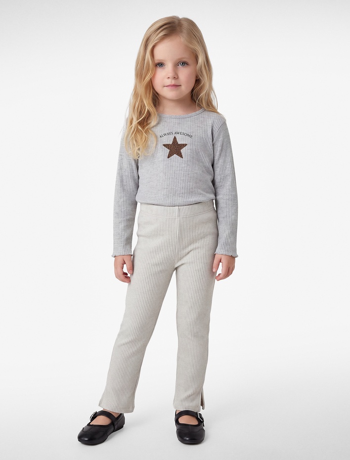 Kız Bebek Kaşkorse Fiyonklu Beli Lastikli Basic Pantolon