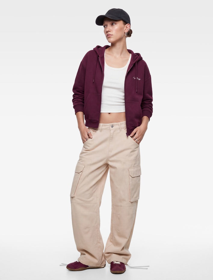  Pullu Payetli Dansçı Sweatshirt Melek Kanat Detaylı Kapüşonlu Rahat Kalıp Fermuarlı