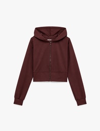Slim Fit Uzun Kollu Kapüşonlu Fermuarlı Spor Sweatshirt