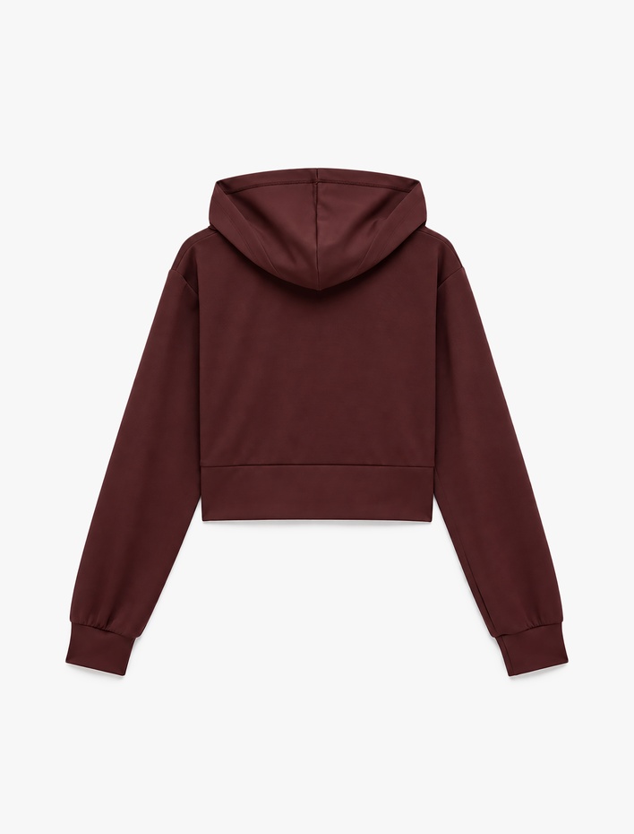  Slim Fit Uzun Kollu Kapüşonlu Fermuarlı Spor Sweatshirt