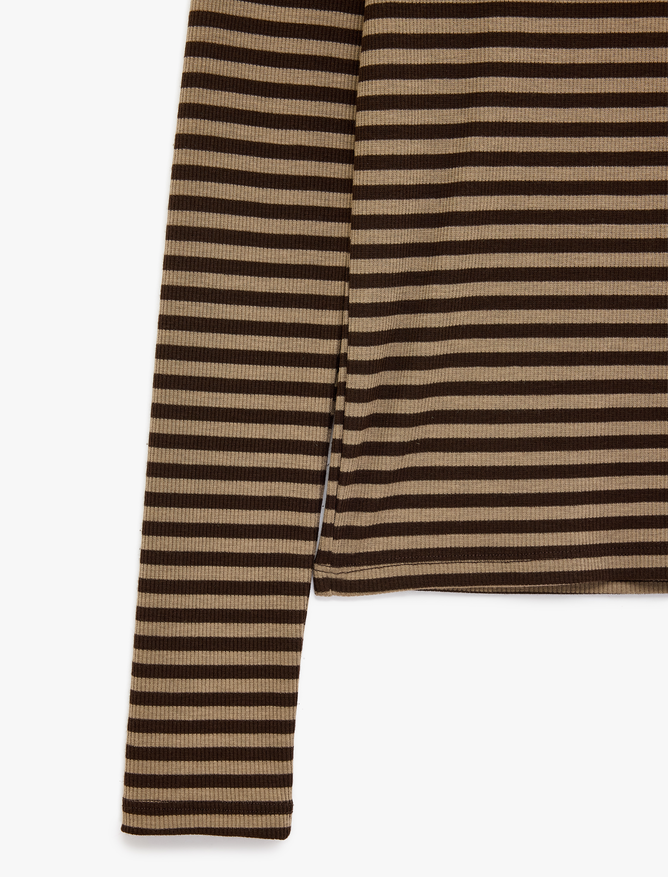   Çizgili Henley Yaka Tişört Slim Fit Uzun Kollu Düğmeli