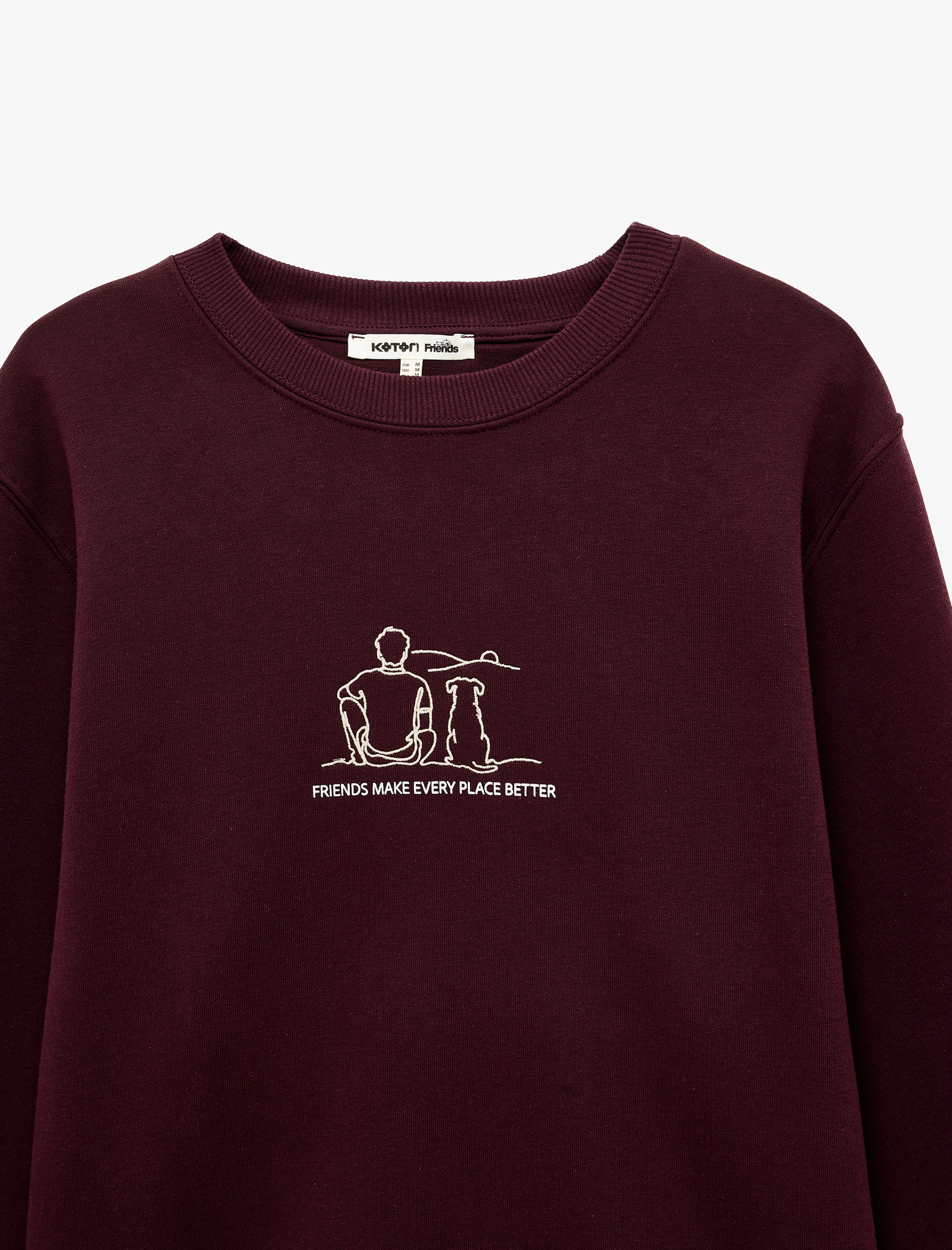   Uzun Kollu Üç İplik Şardonlu Bisiklet Yaka Baskılı Sweatshirt