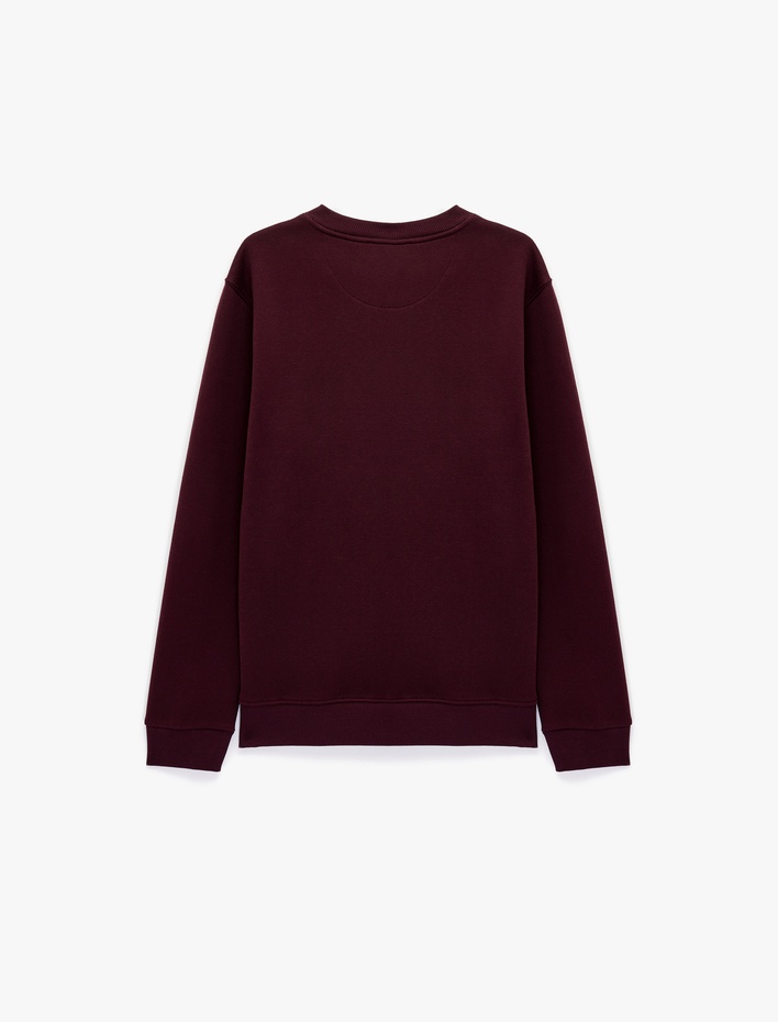  Uzun Kollu Üç İplik Şardonlu Bisiklet Yaka Baskılı Sweatshirt