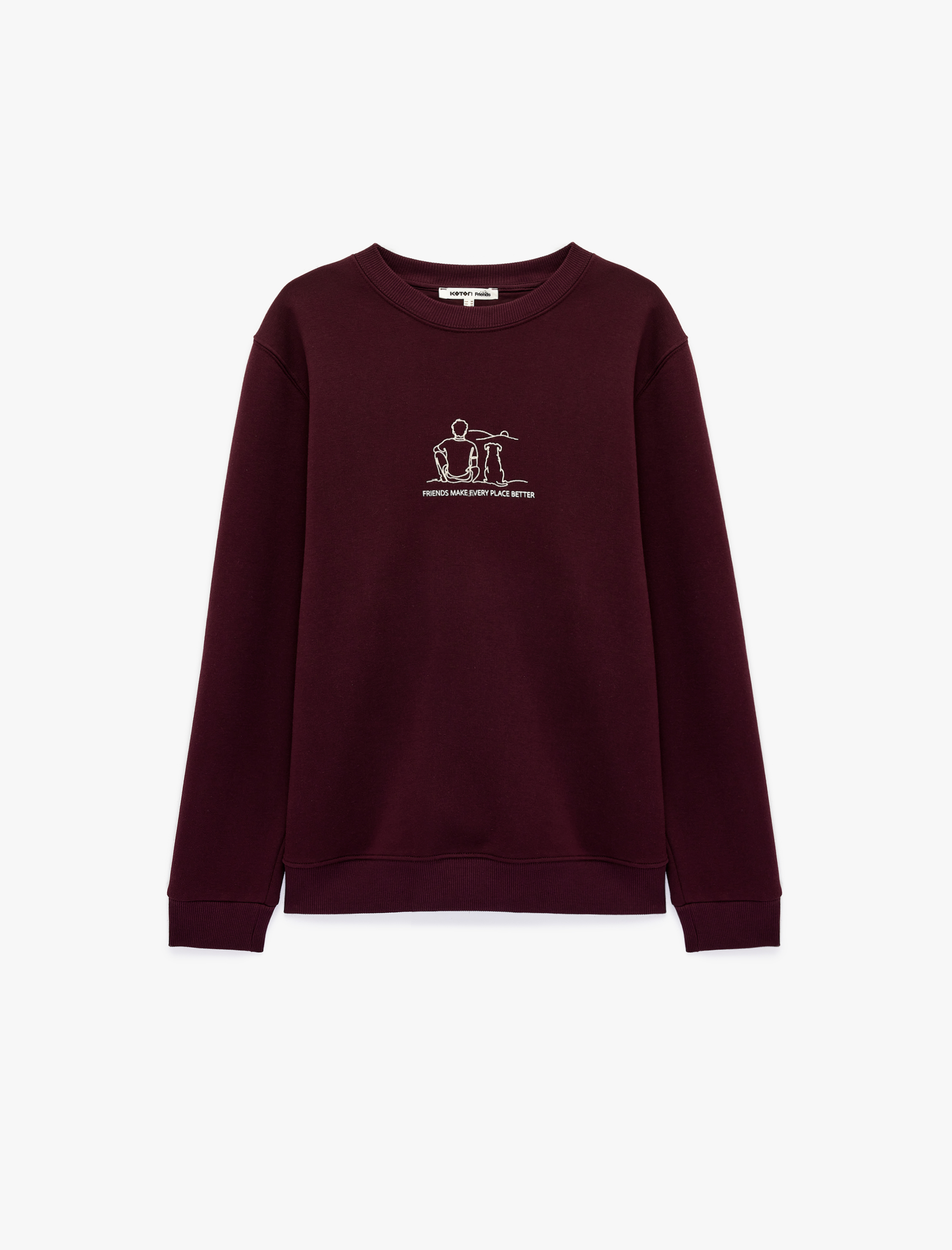   Uzun Kollu Üç İplik Şardonlu Bisiklet Yaka Baskılı Sweatshirt