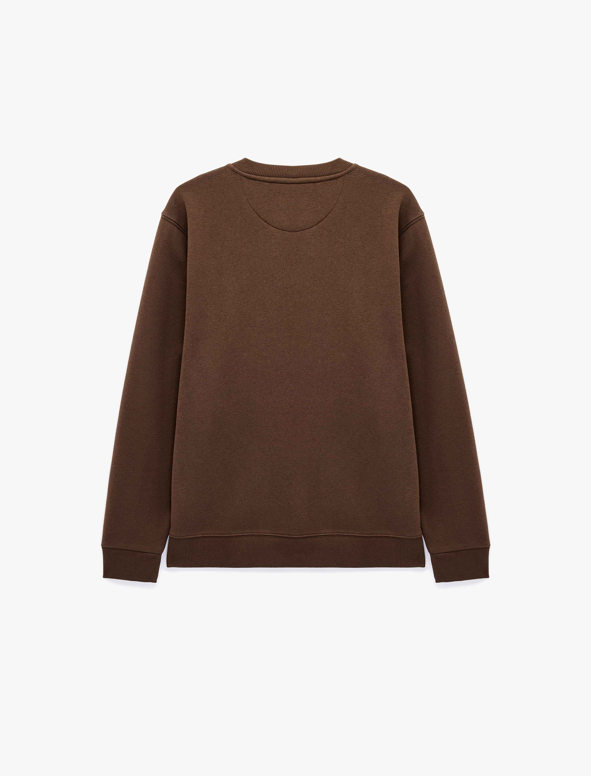   Uzun Kollu Aplike Detaylı Üç İplik Şardonlu Bisiklet Yaka Sweatshirt