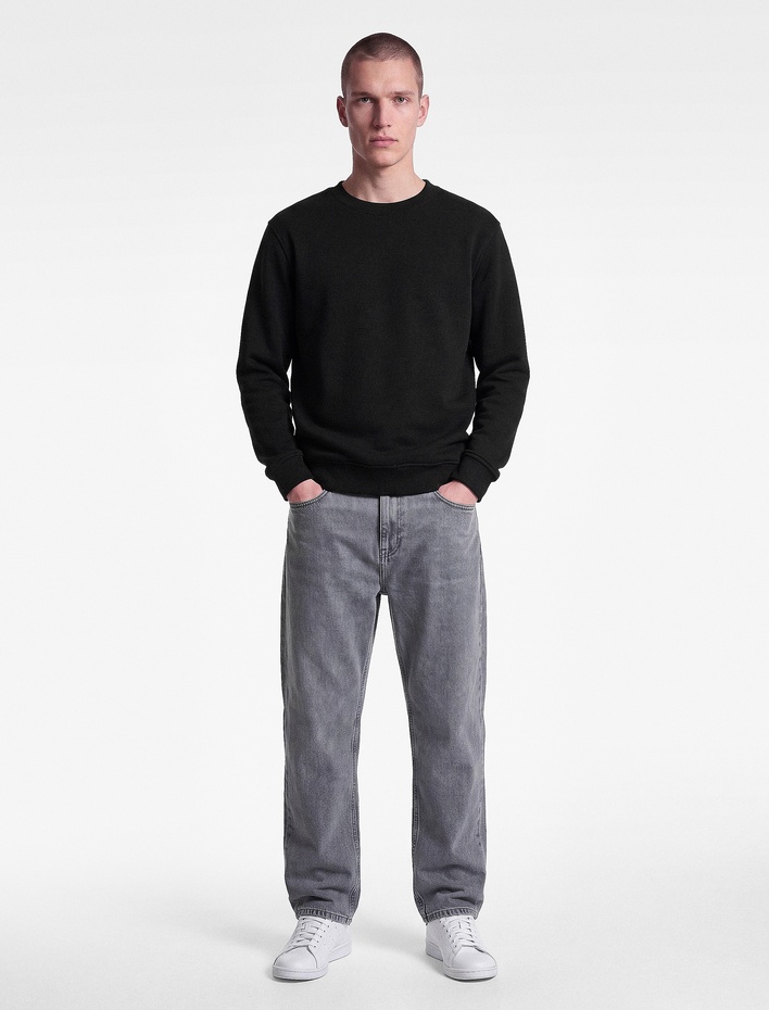  Pamuklu Uzun Kollu Şardonlu Bisiklet Yaka Erkek Basic Sweatshirt